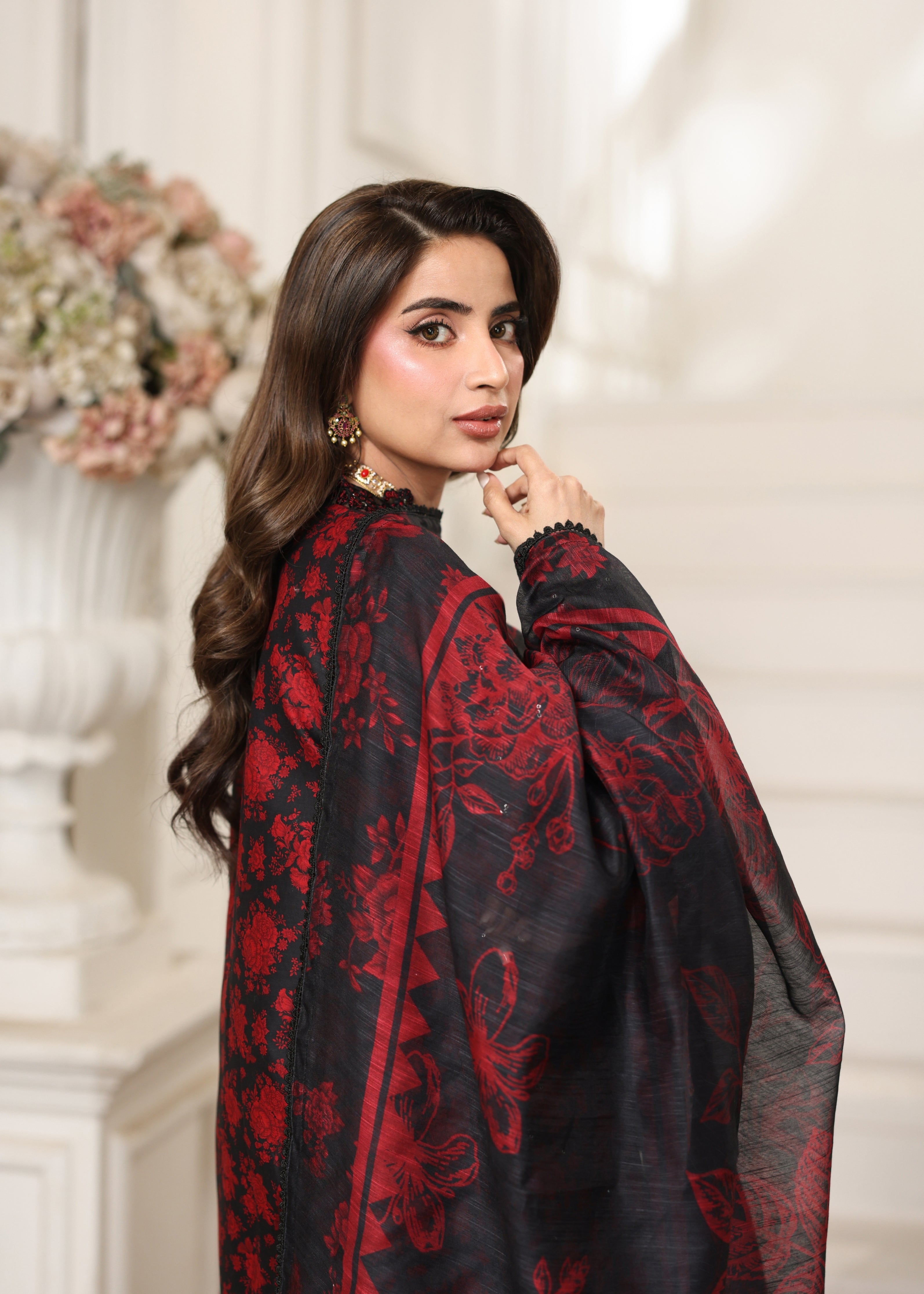 cotton dobby Kurta Set in Blood red