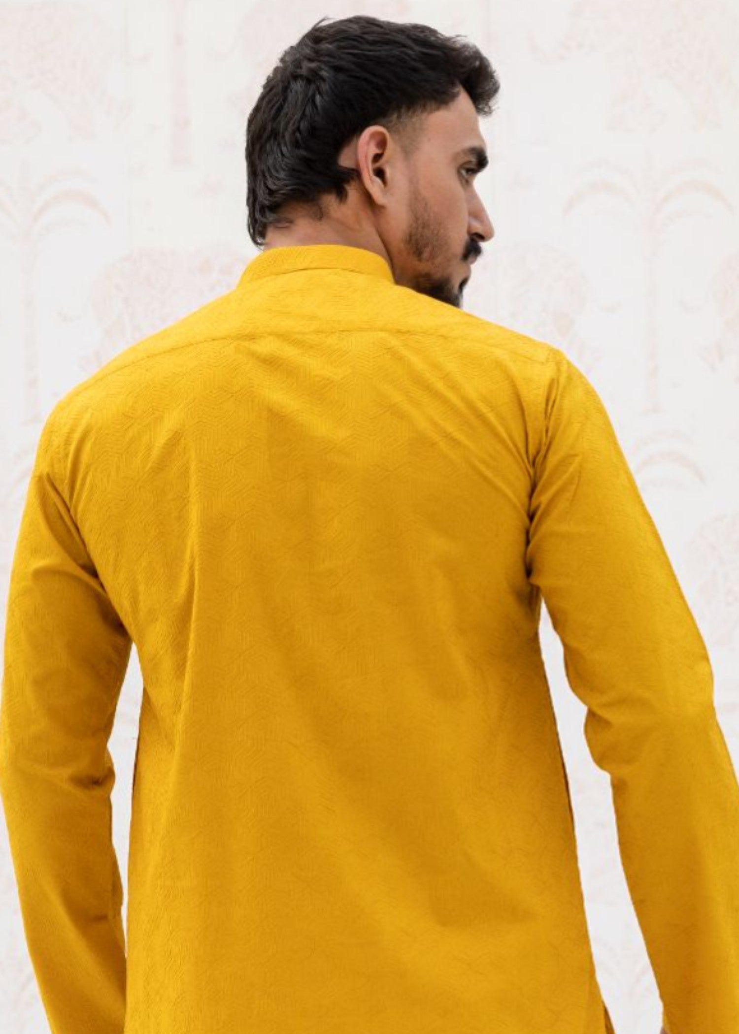 schiffli Kurta Set in Mustard