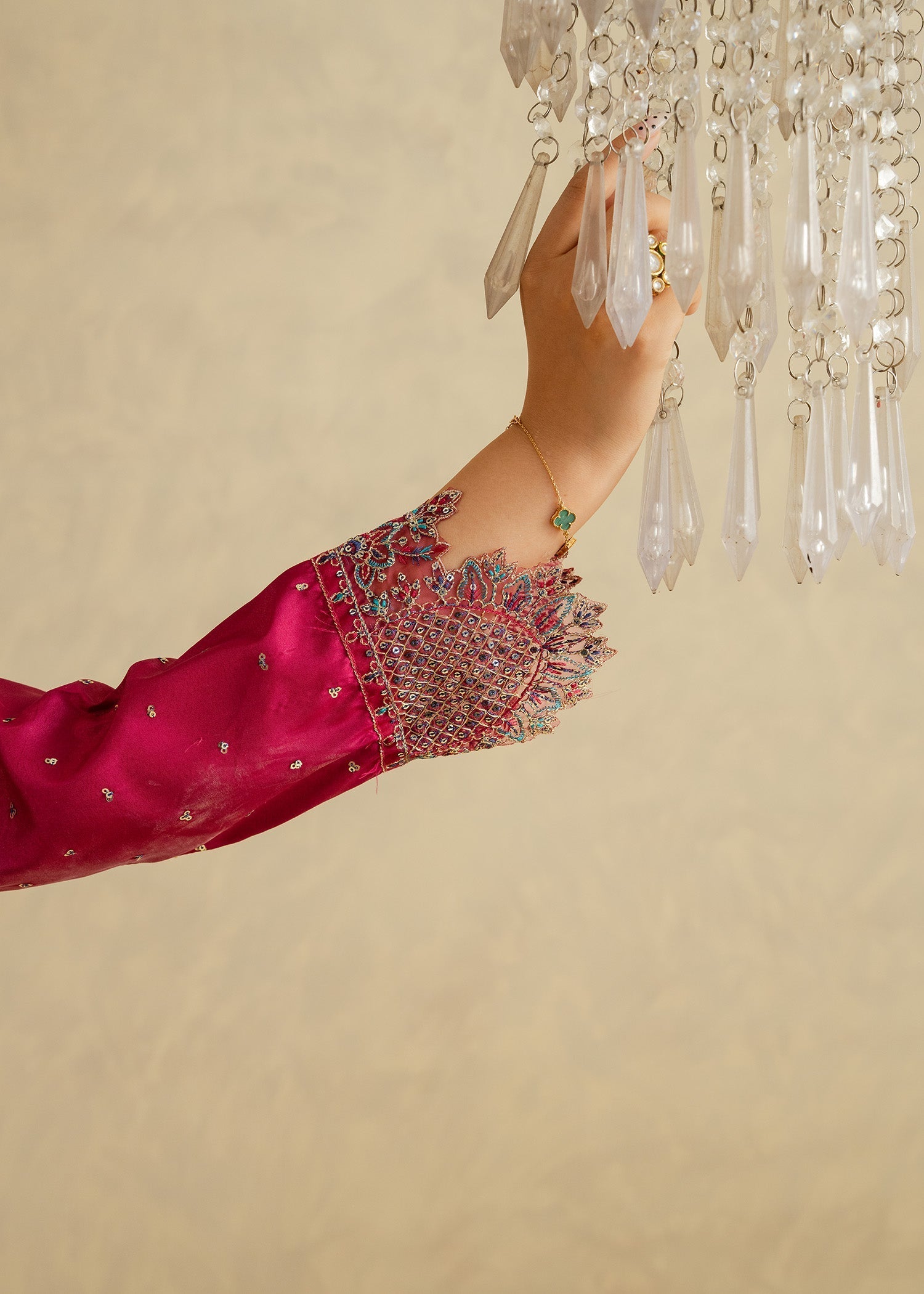 silk Kurta Set in Magenta
