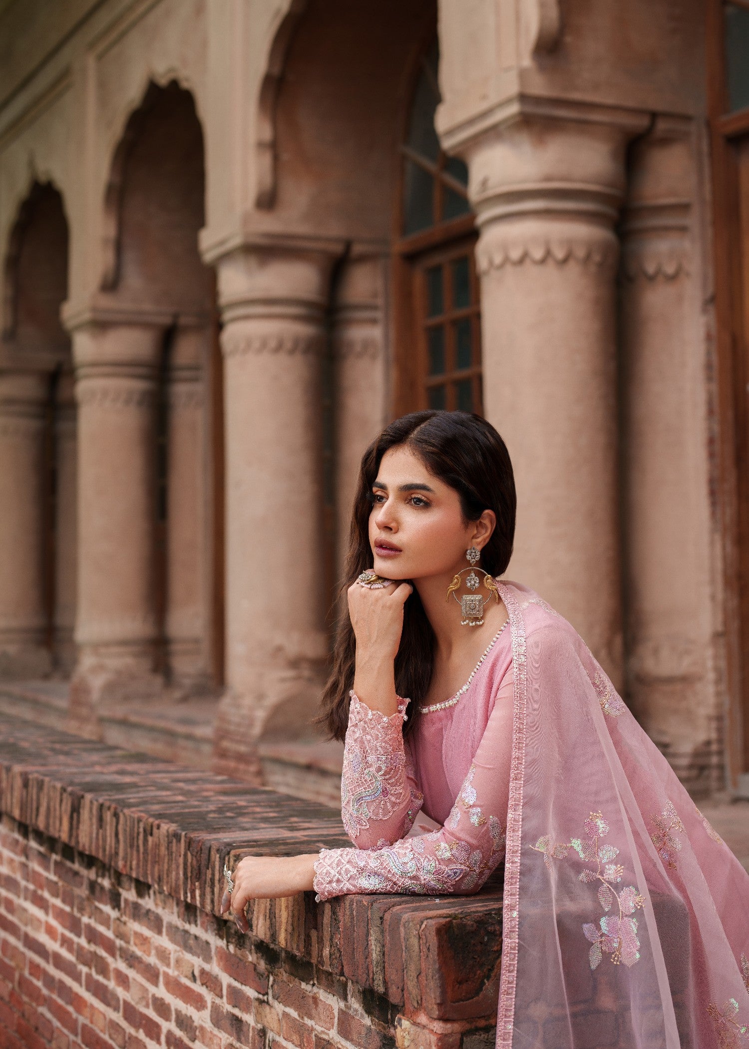 crinkle chiffon Maxi in Tea rose pink