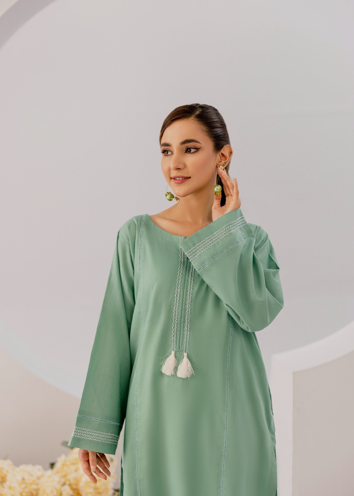 cotton Kurti in Pastel green