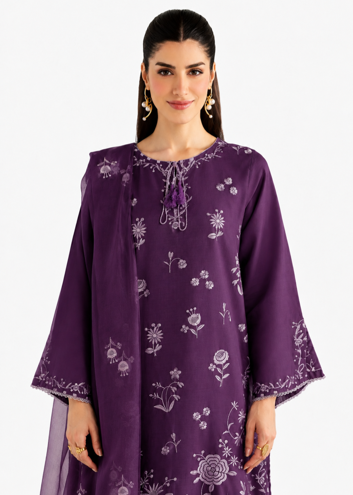 linen Kurta Set in Royal amethyst
