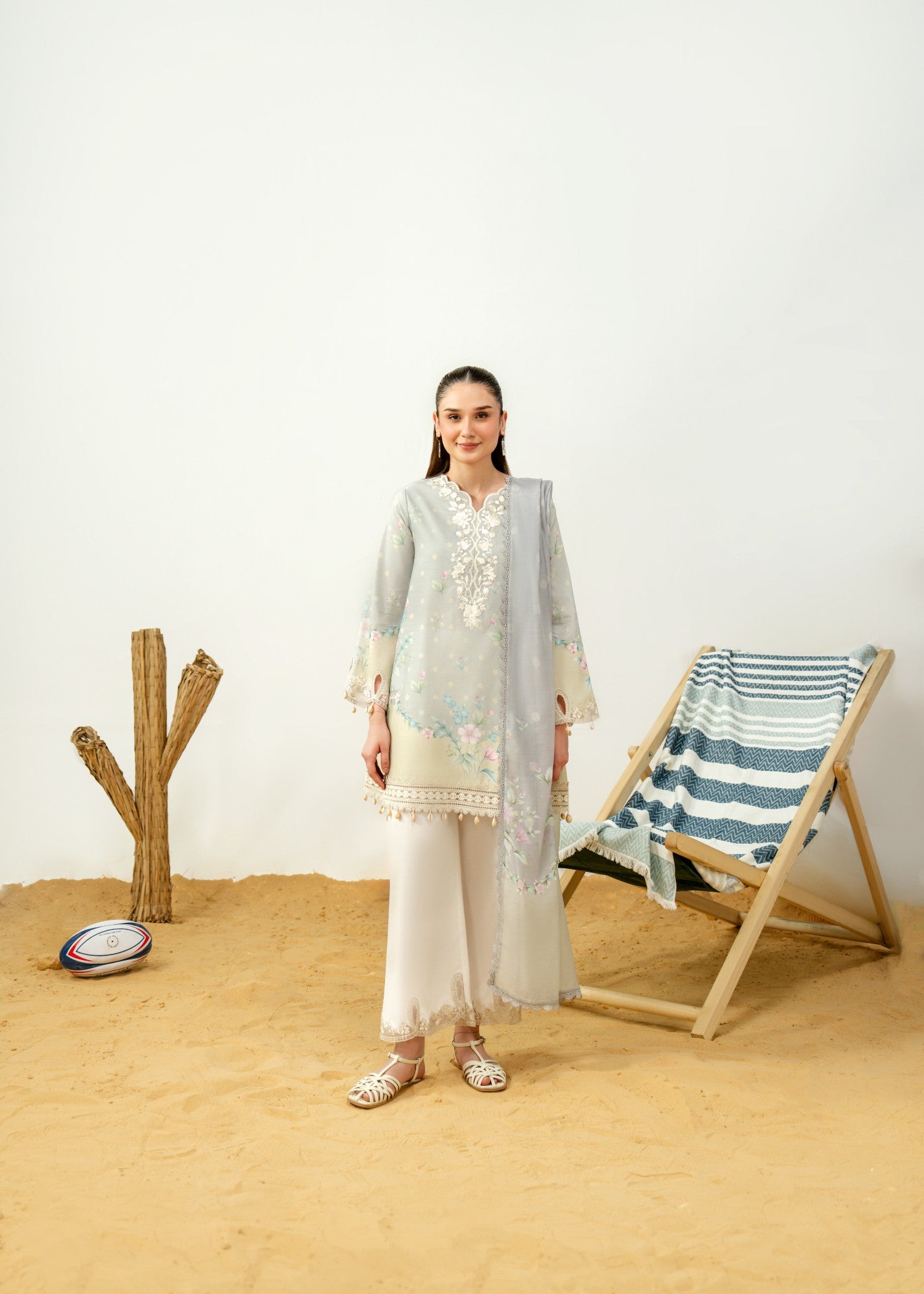 lawn Unstitched in Light grey