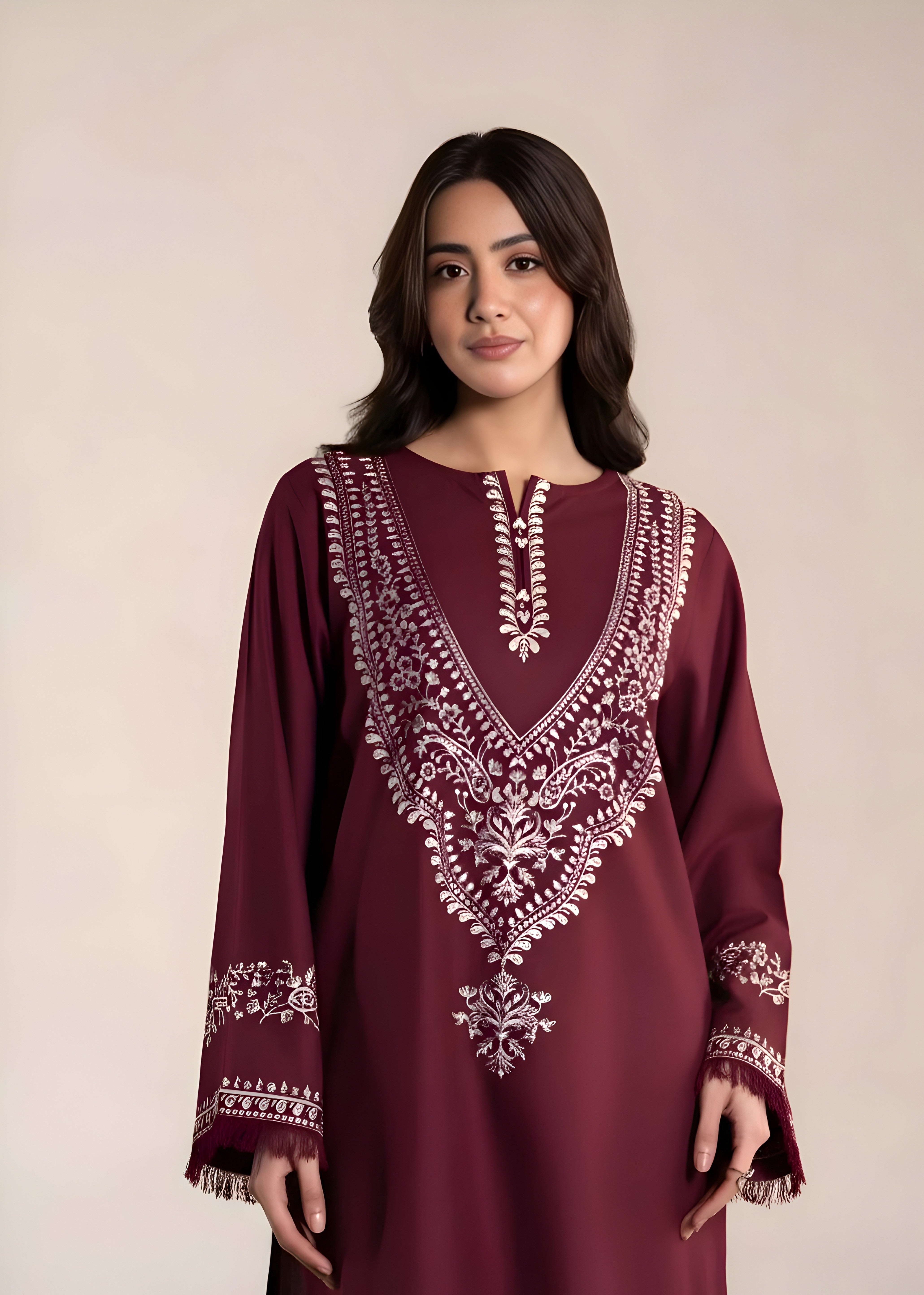 linen Kurta Set in Cinnamon brown