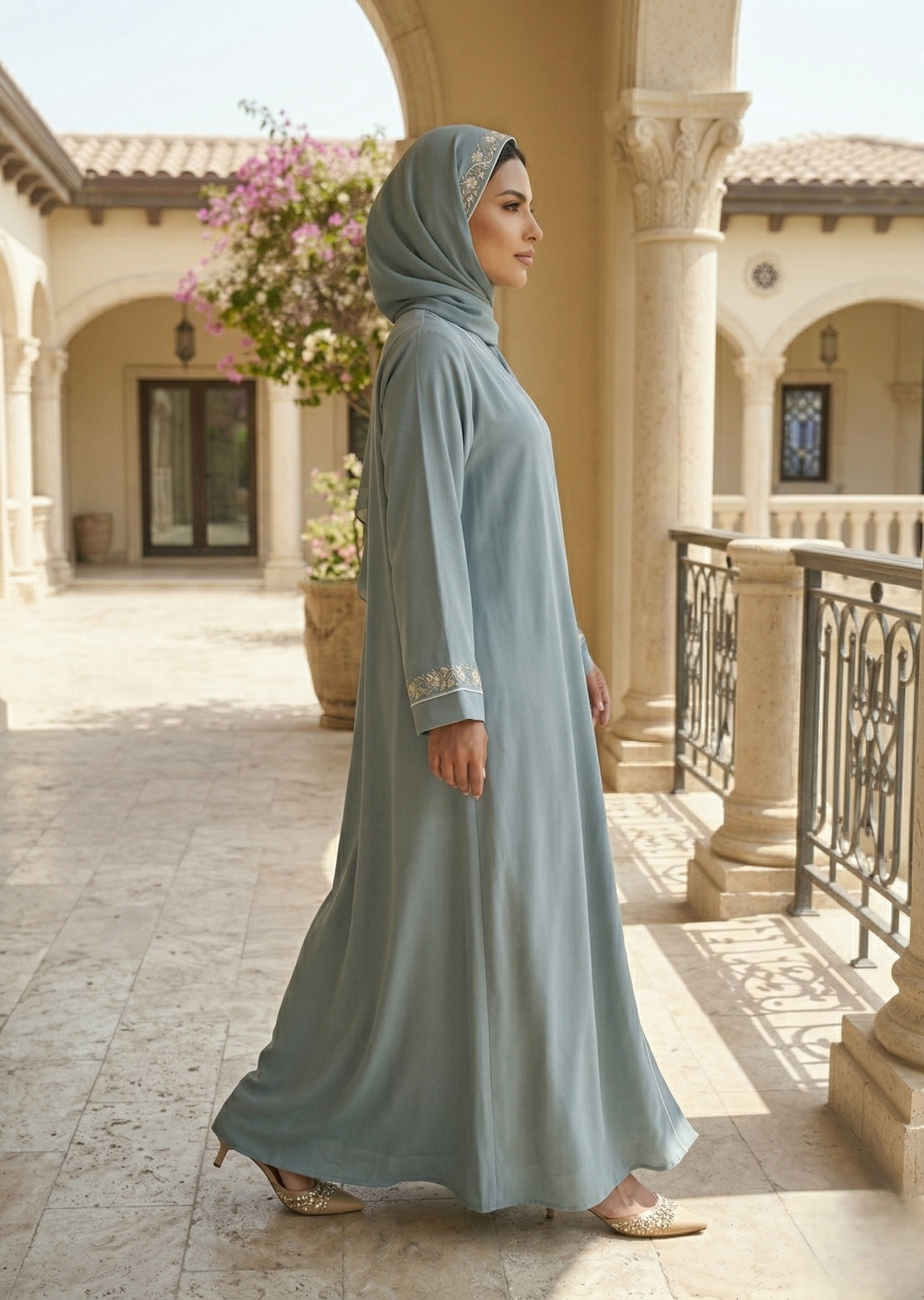 nidha Abaya in Sky blue