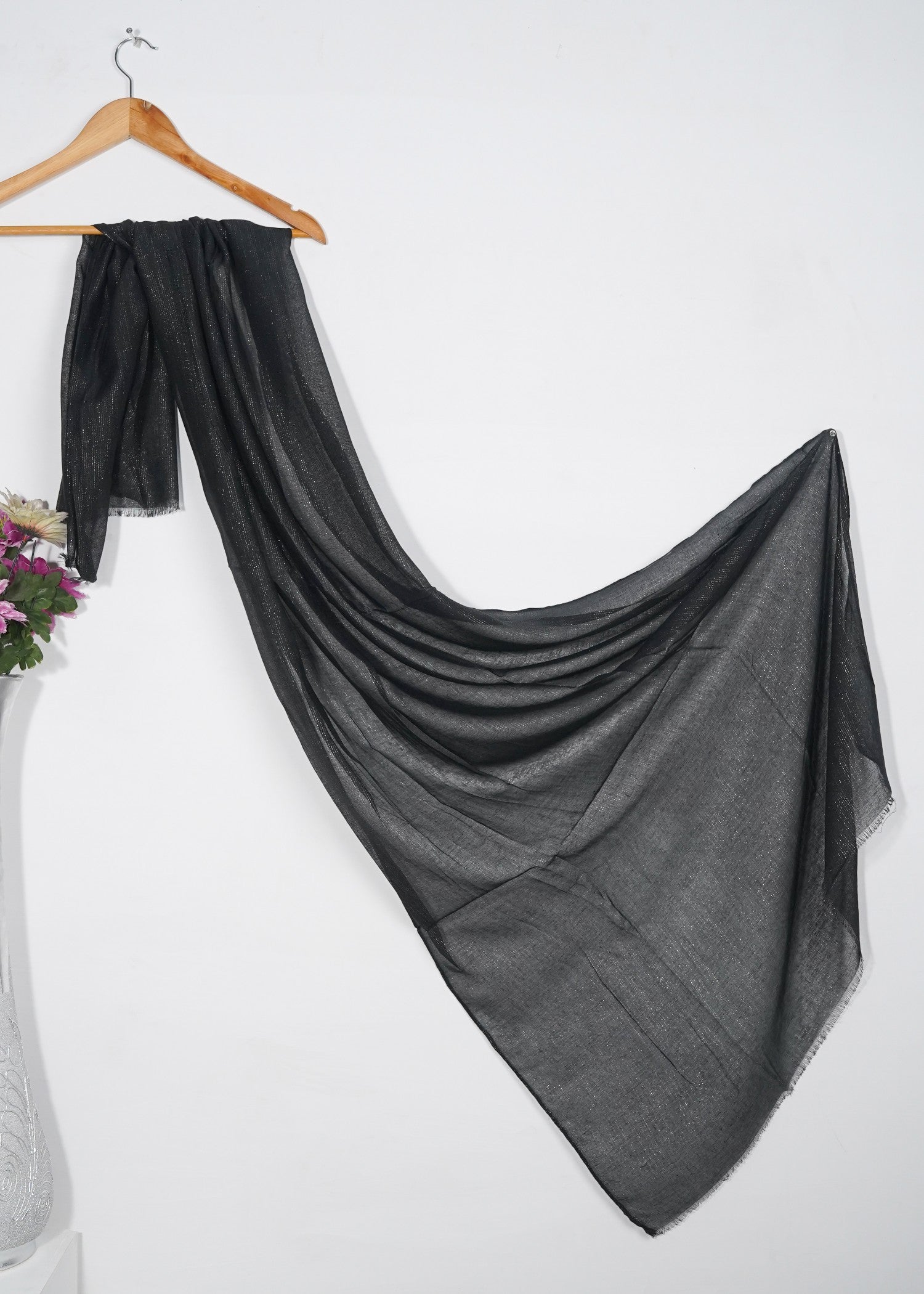 zari lawn Hijab in Charcoal black