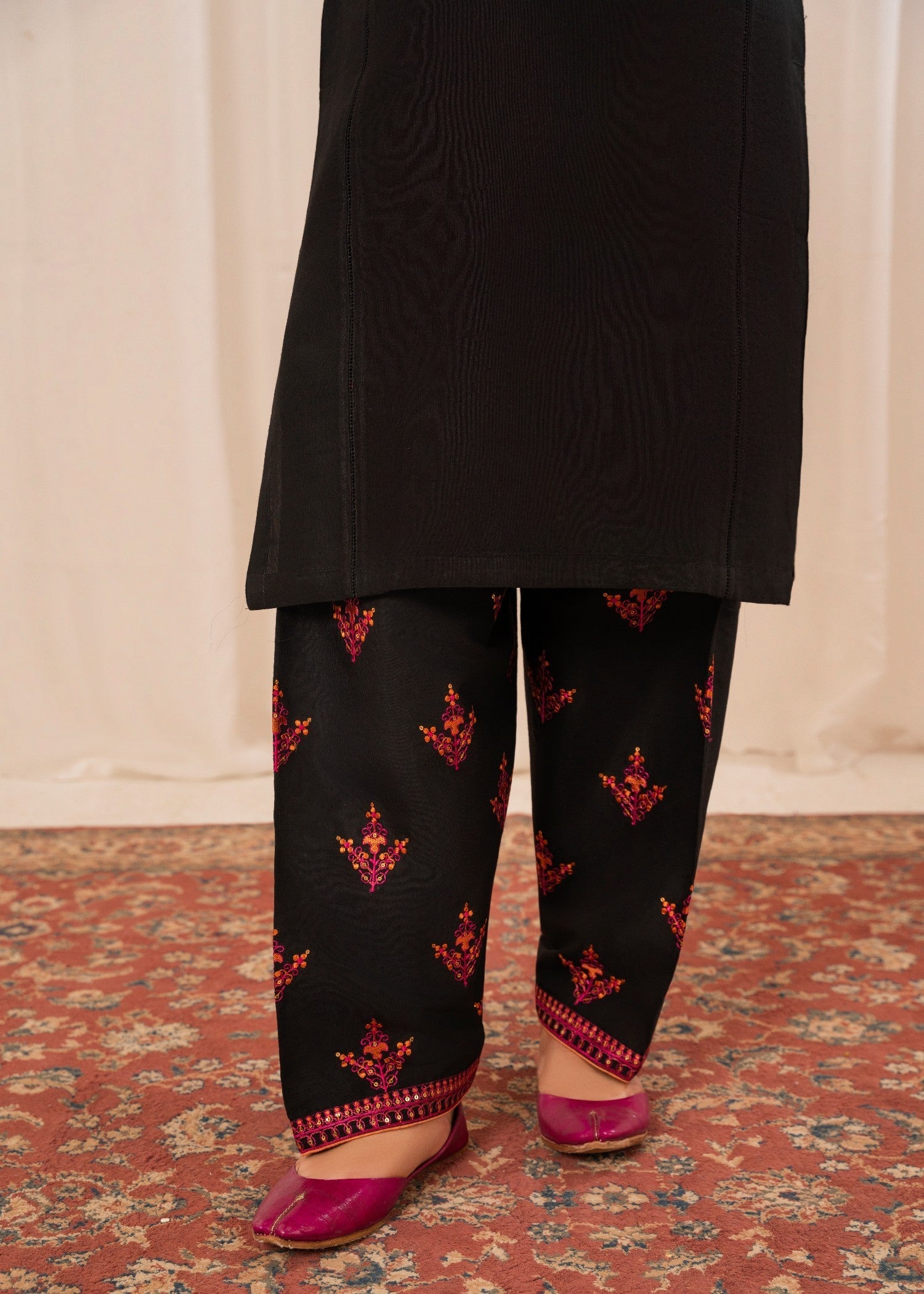 cotton viscose Kurta Set in Black