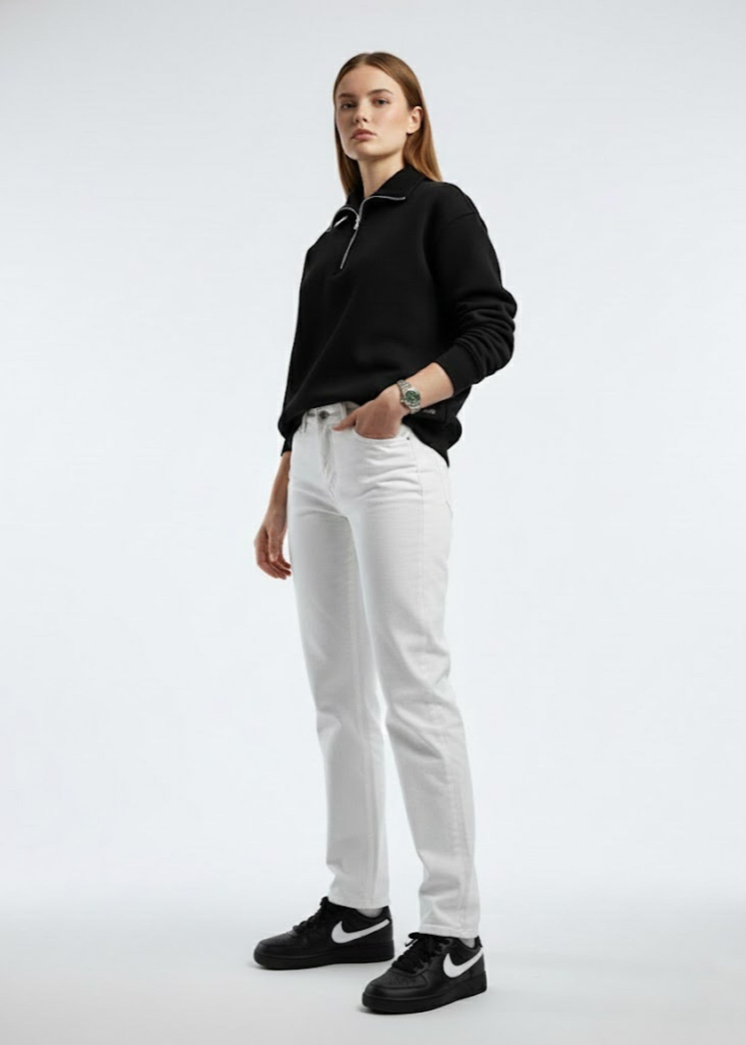cotton Sweatshirt in Black