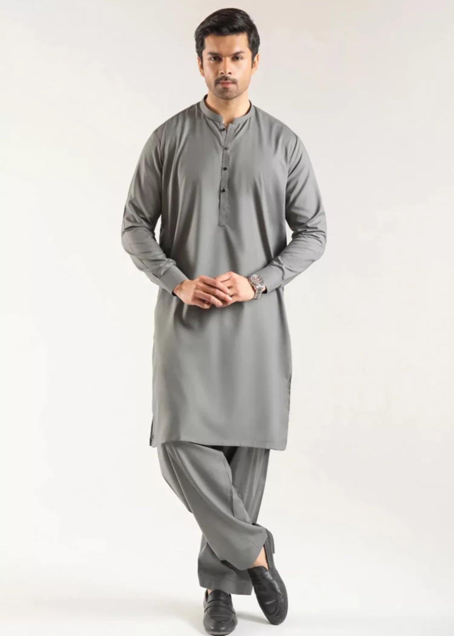 wash & wear Shalwar Kameez in Smoke grey