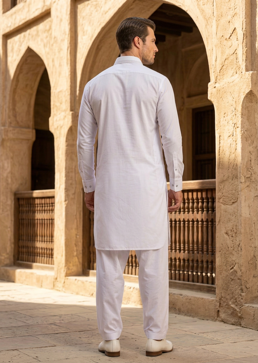 latha Shalwar Kameez in White