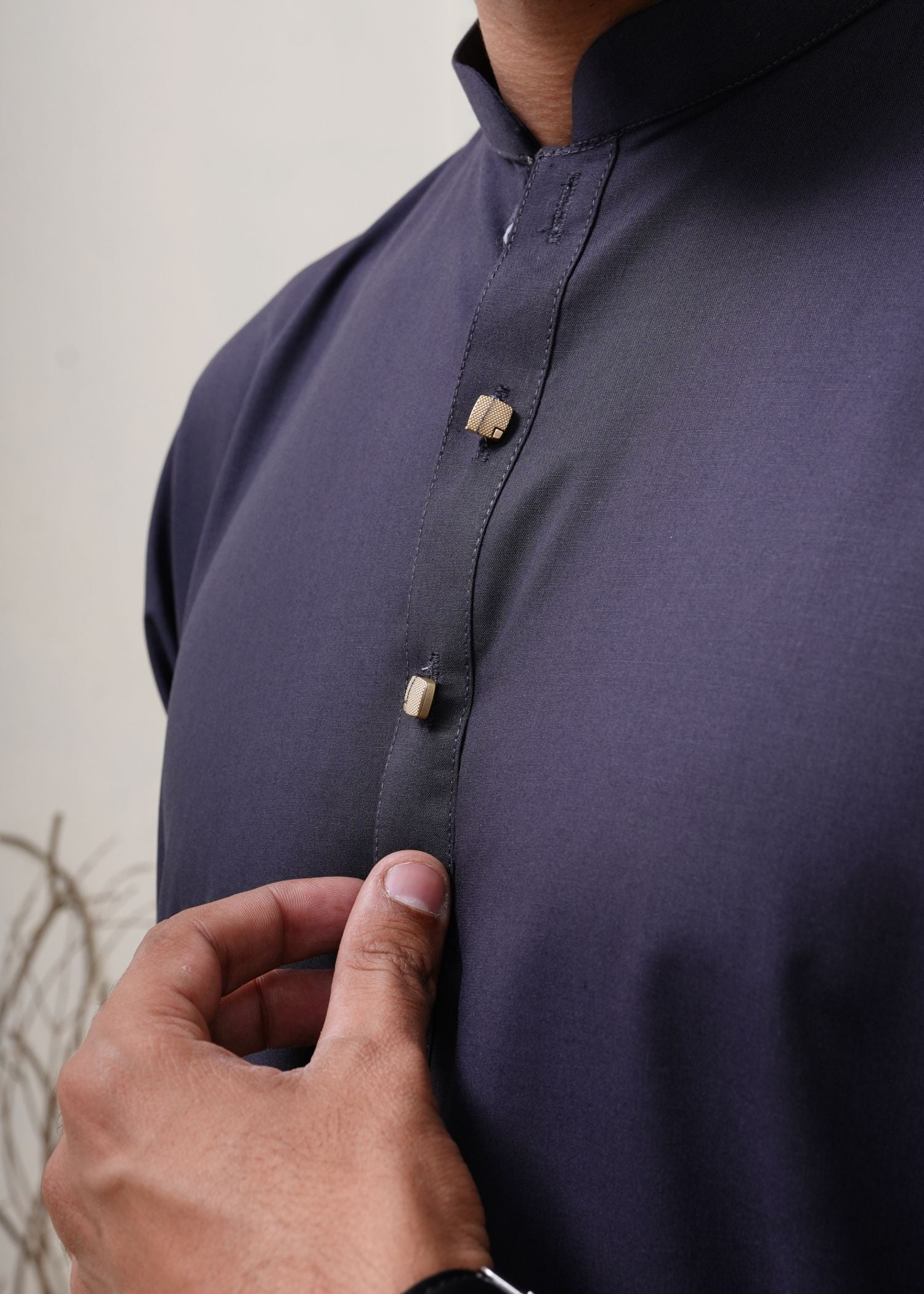 wash & wear Shalwar Kameez in Navy blue by Hassan Jee Men