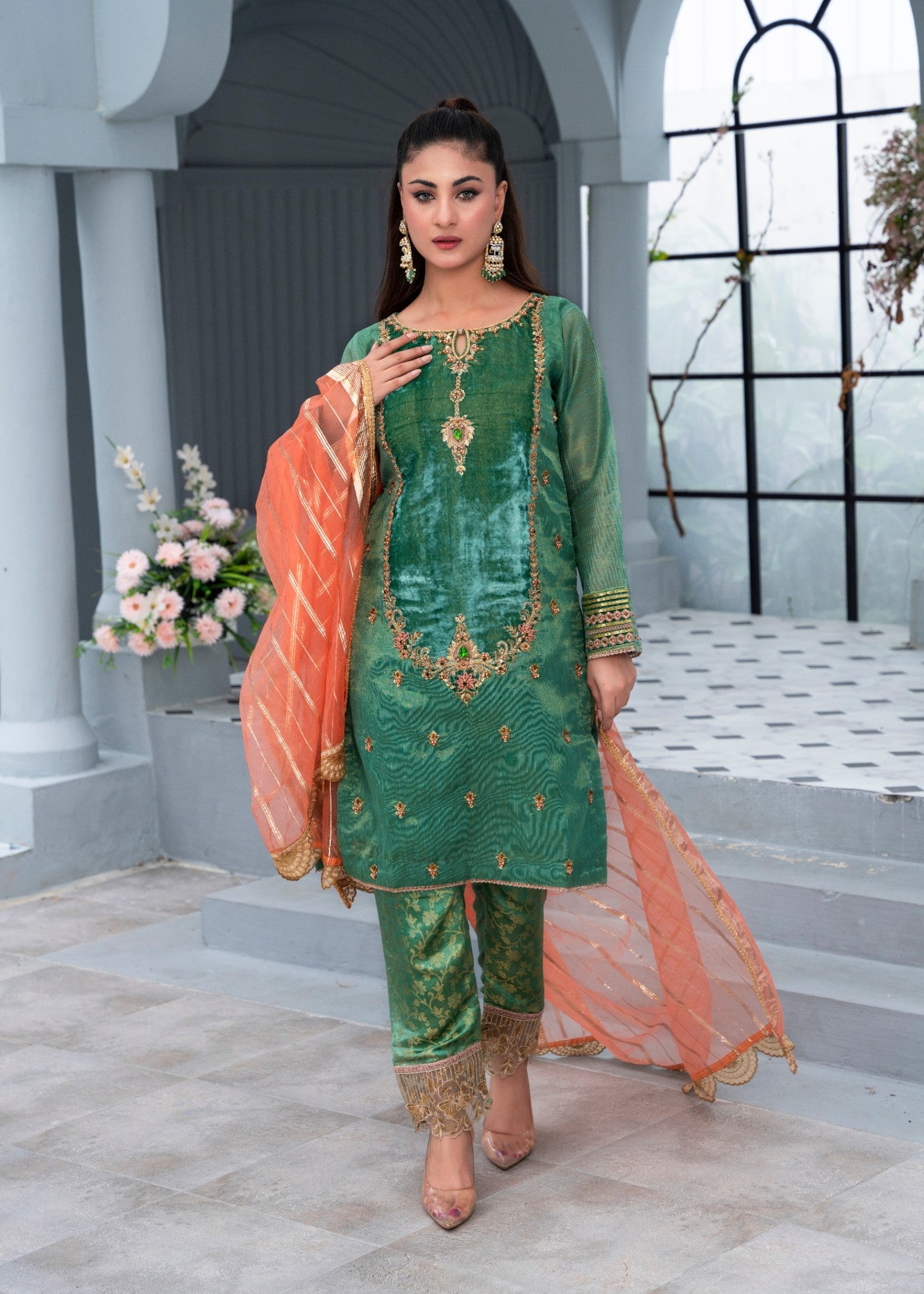 masuri Kurta Set in Green