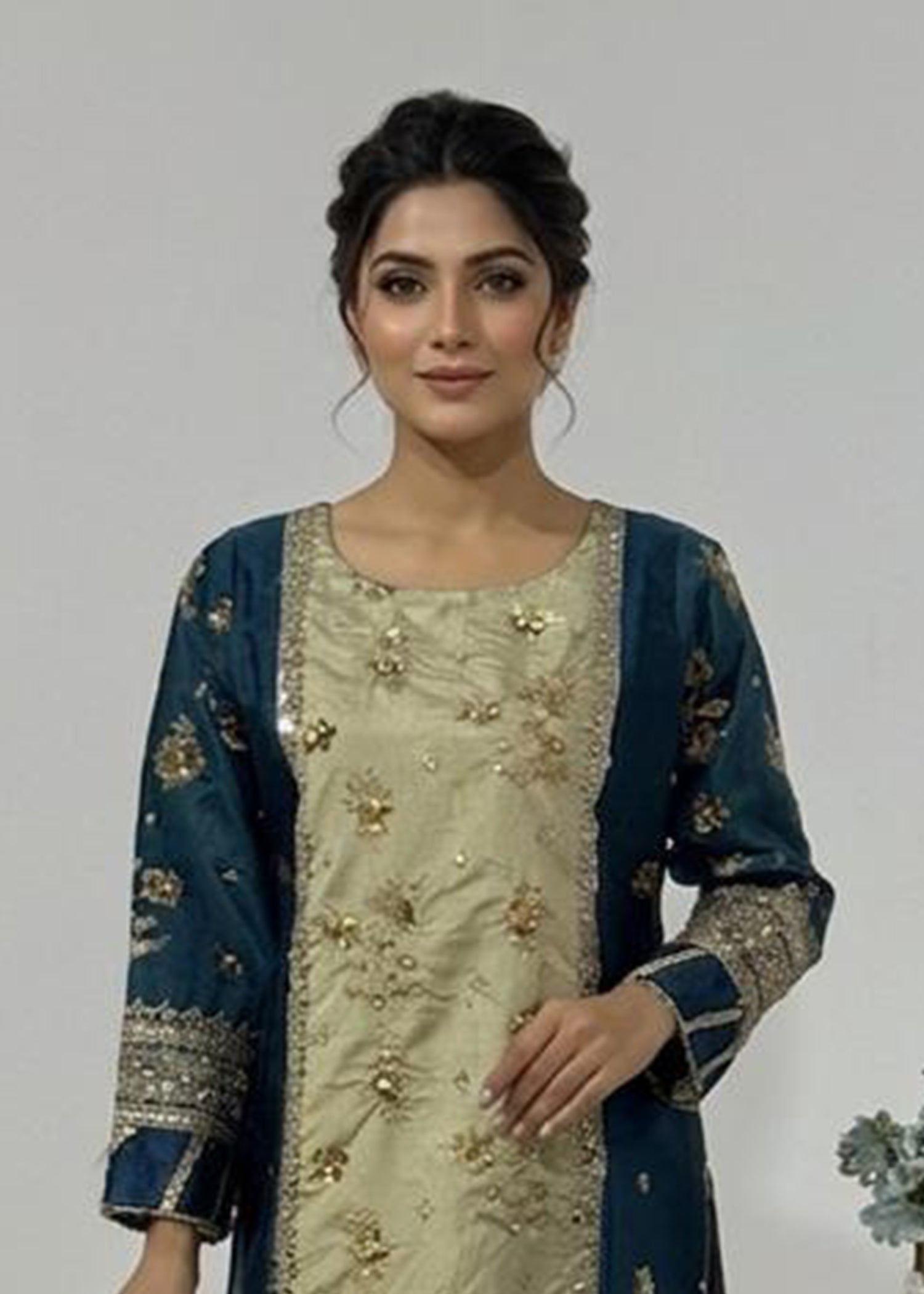 tissue Kurta Set in Twilight blue