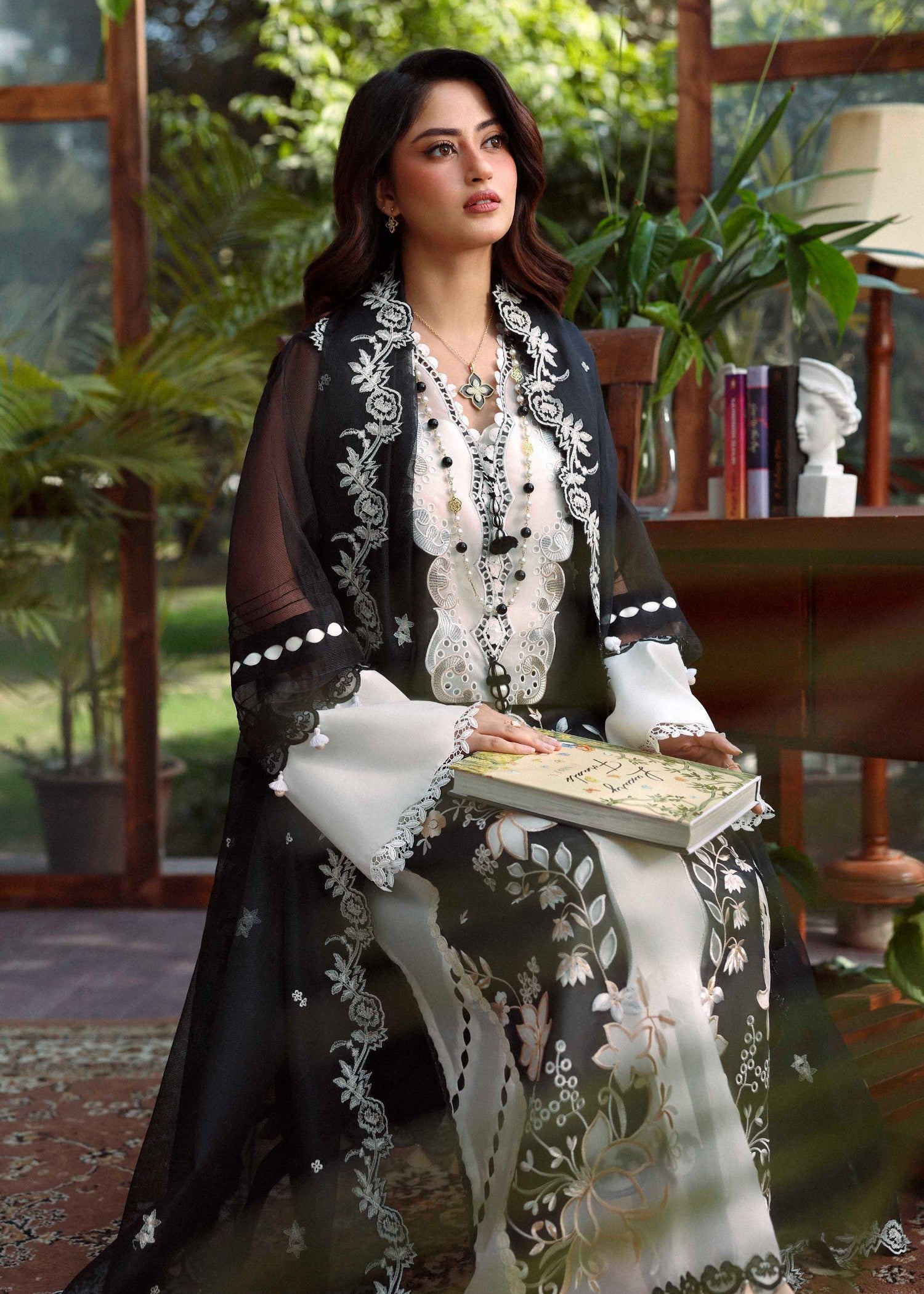 swiss voil Kurta Set in Black