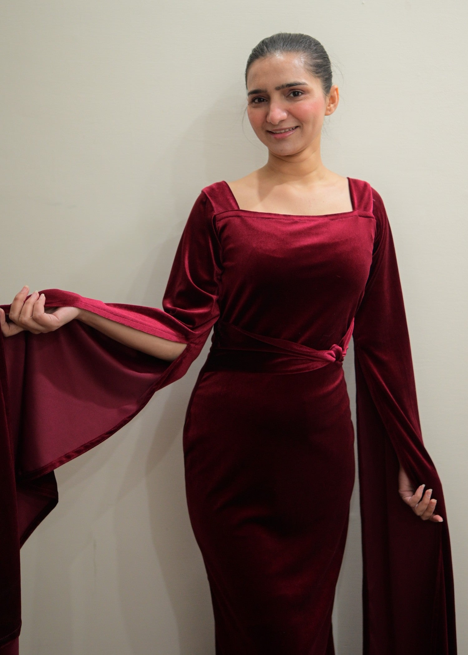 velvet Dress in Burgundy
