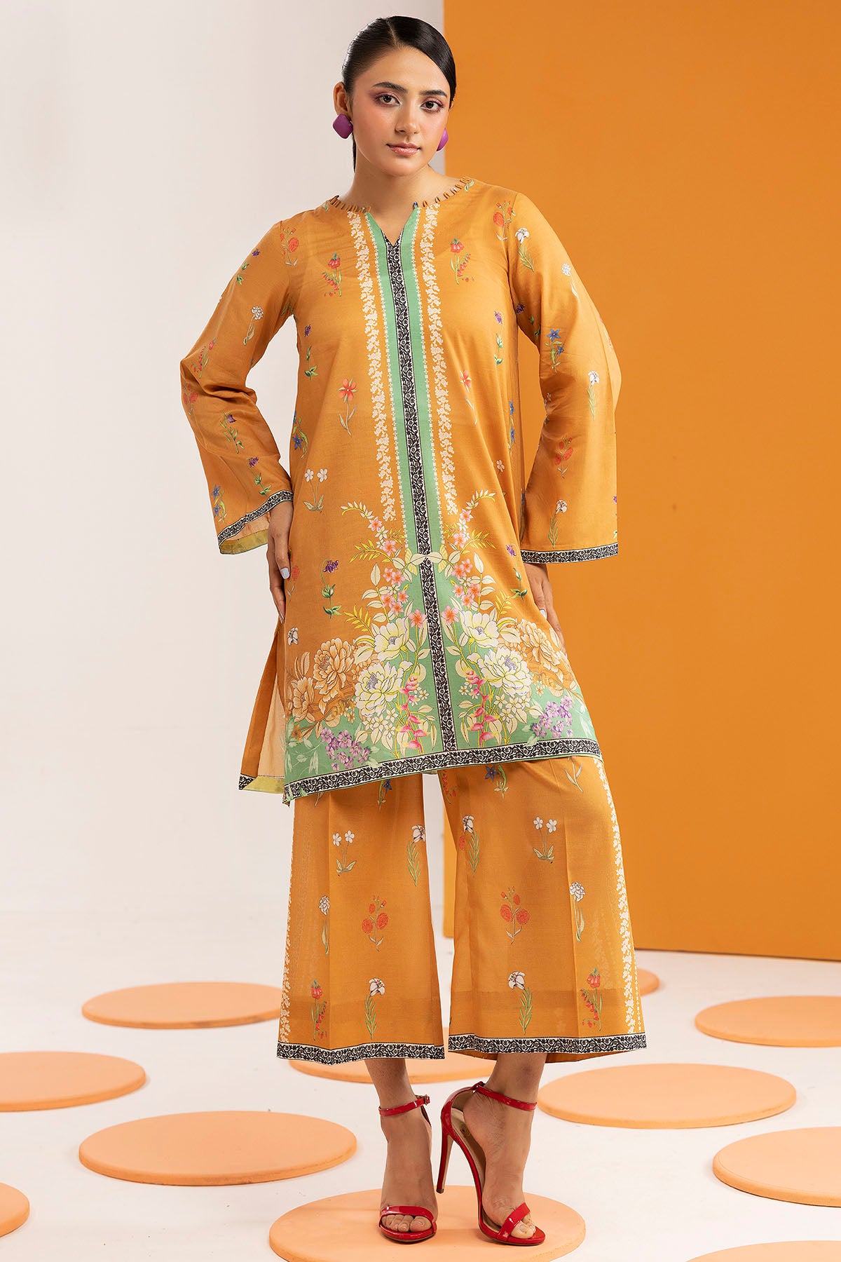cambric Kurta Set in Gold