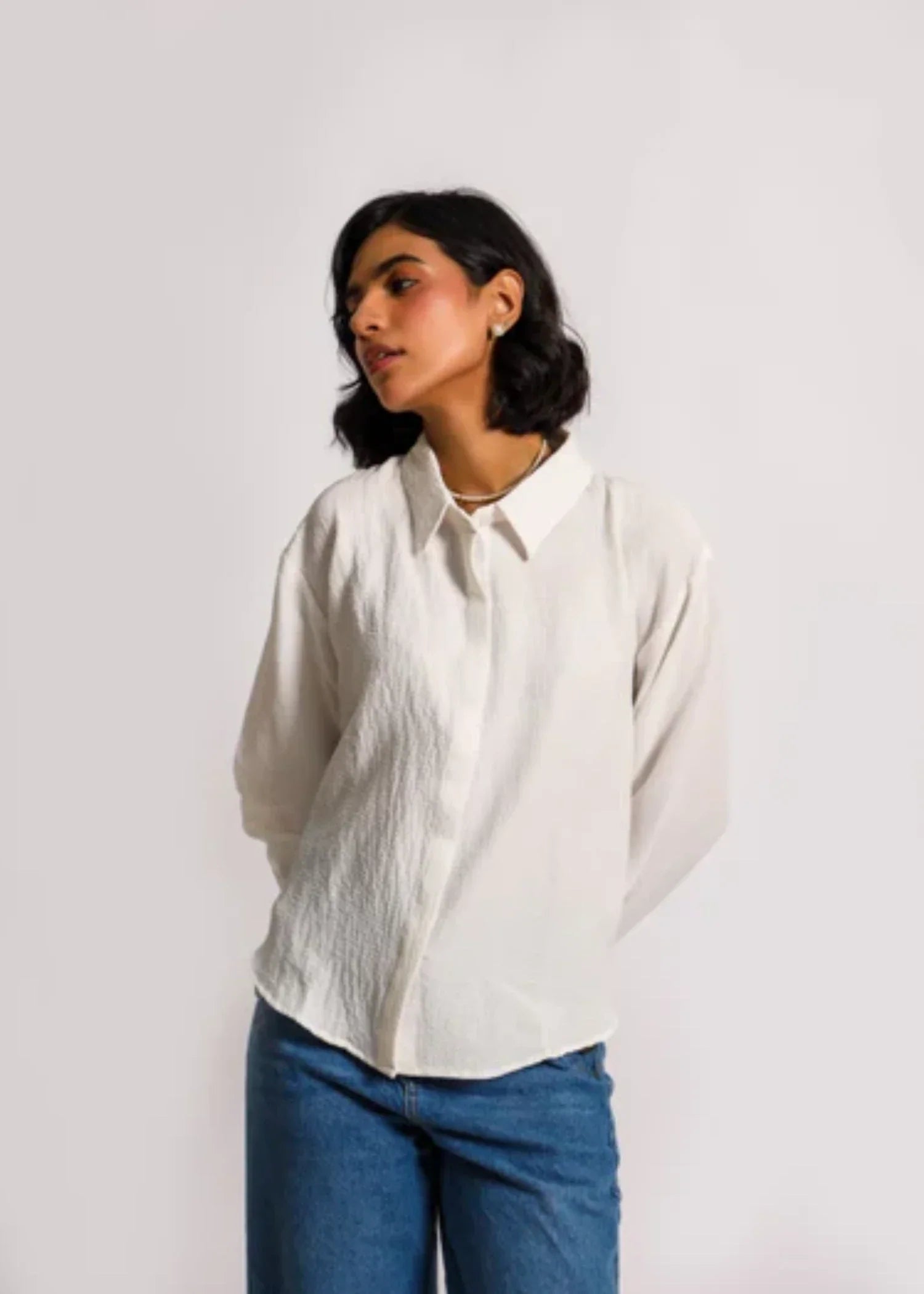 seersucker Top in White