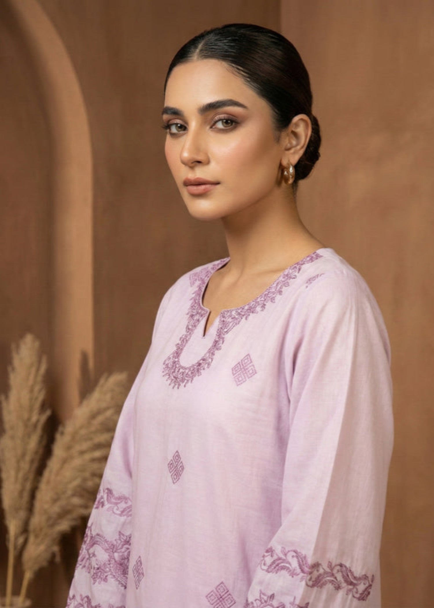 cotton dobby Kurta Set in Lilac