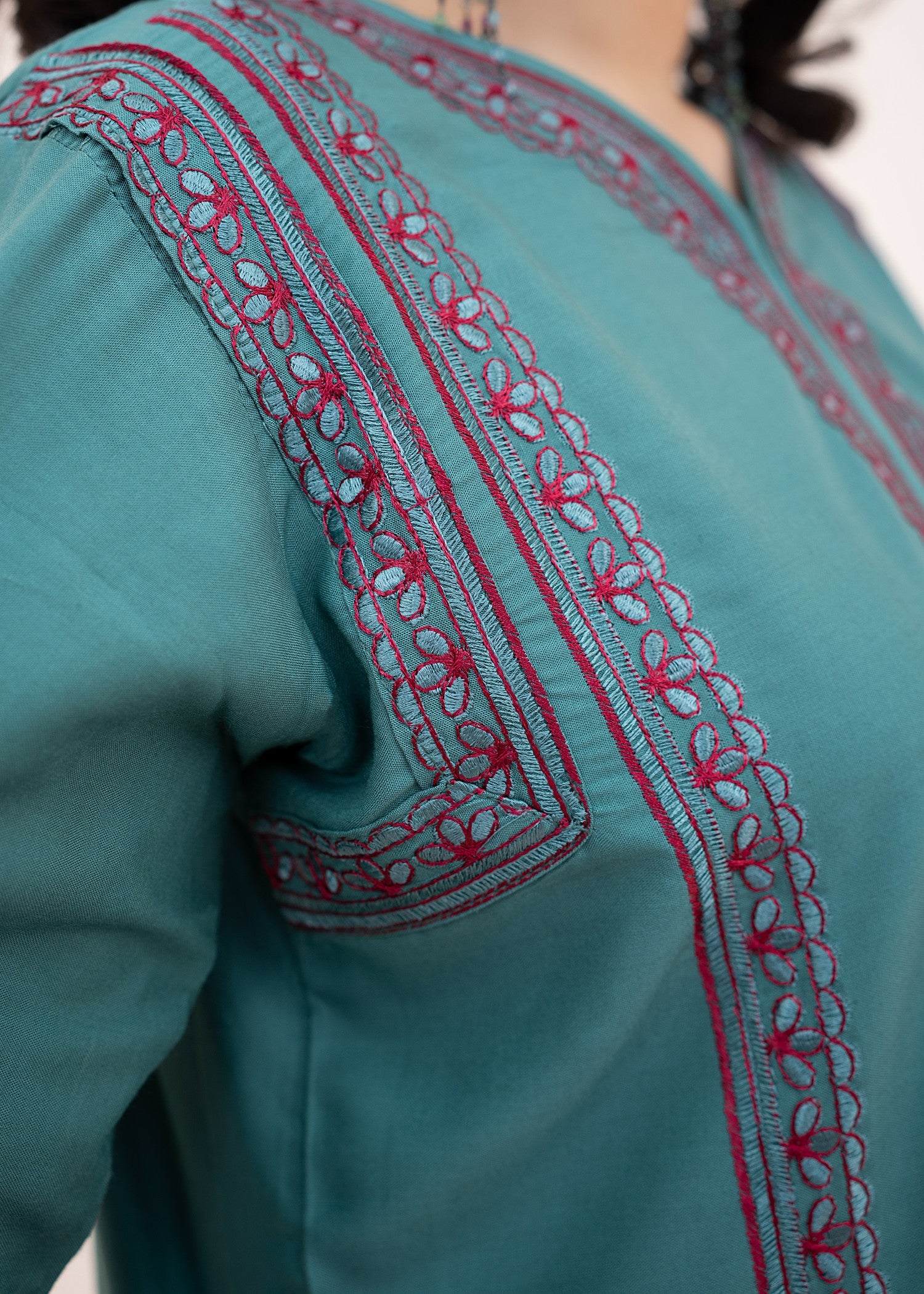 linen Kurta Set in Teal