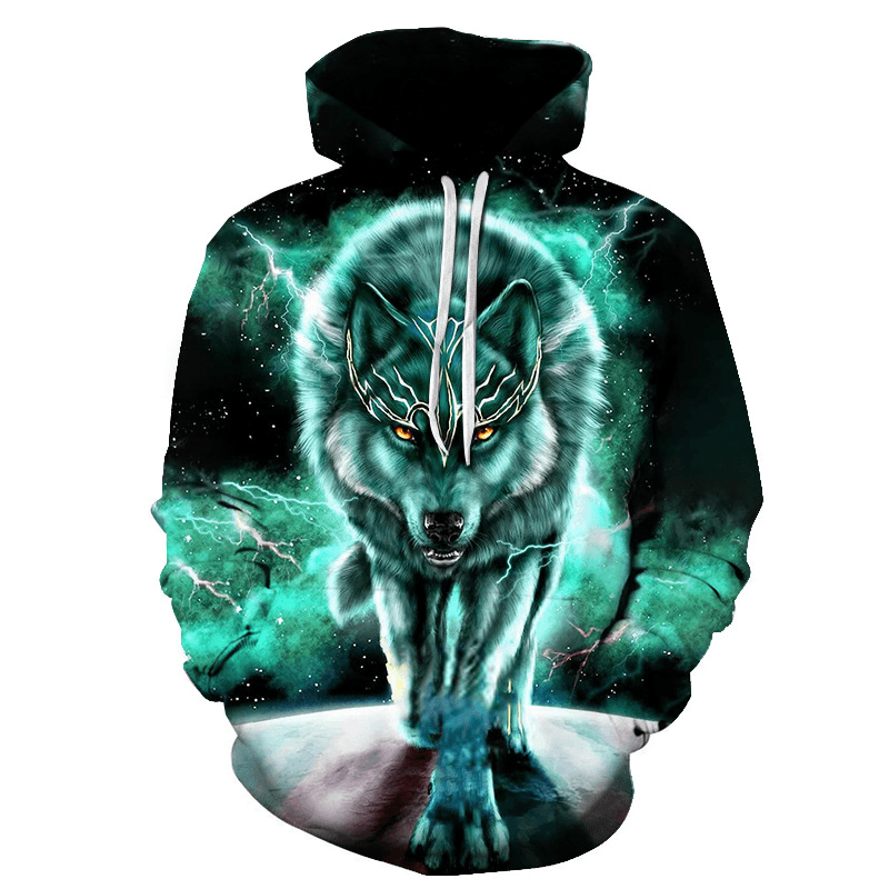 Fast Sell Foreign Trade Fox Wolf 3D Digital Printing Trend Men''S Sweater Manufacturers Direct Support to Map Customization