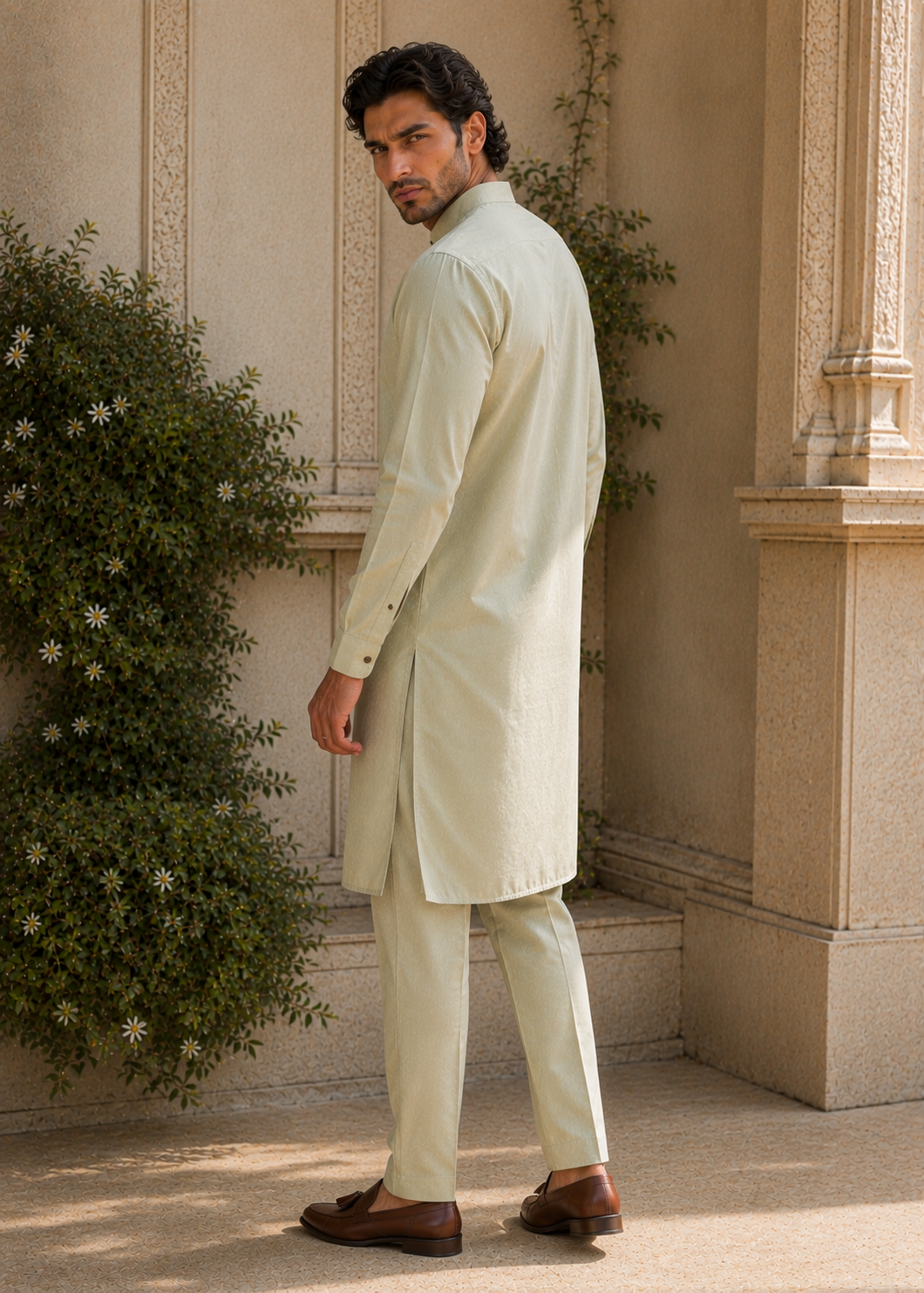 wash & wear Kurta Set in Apple green