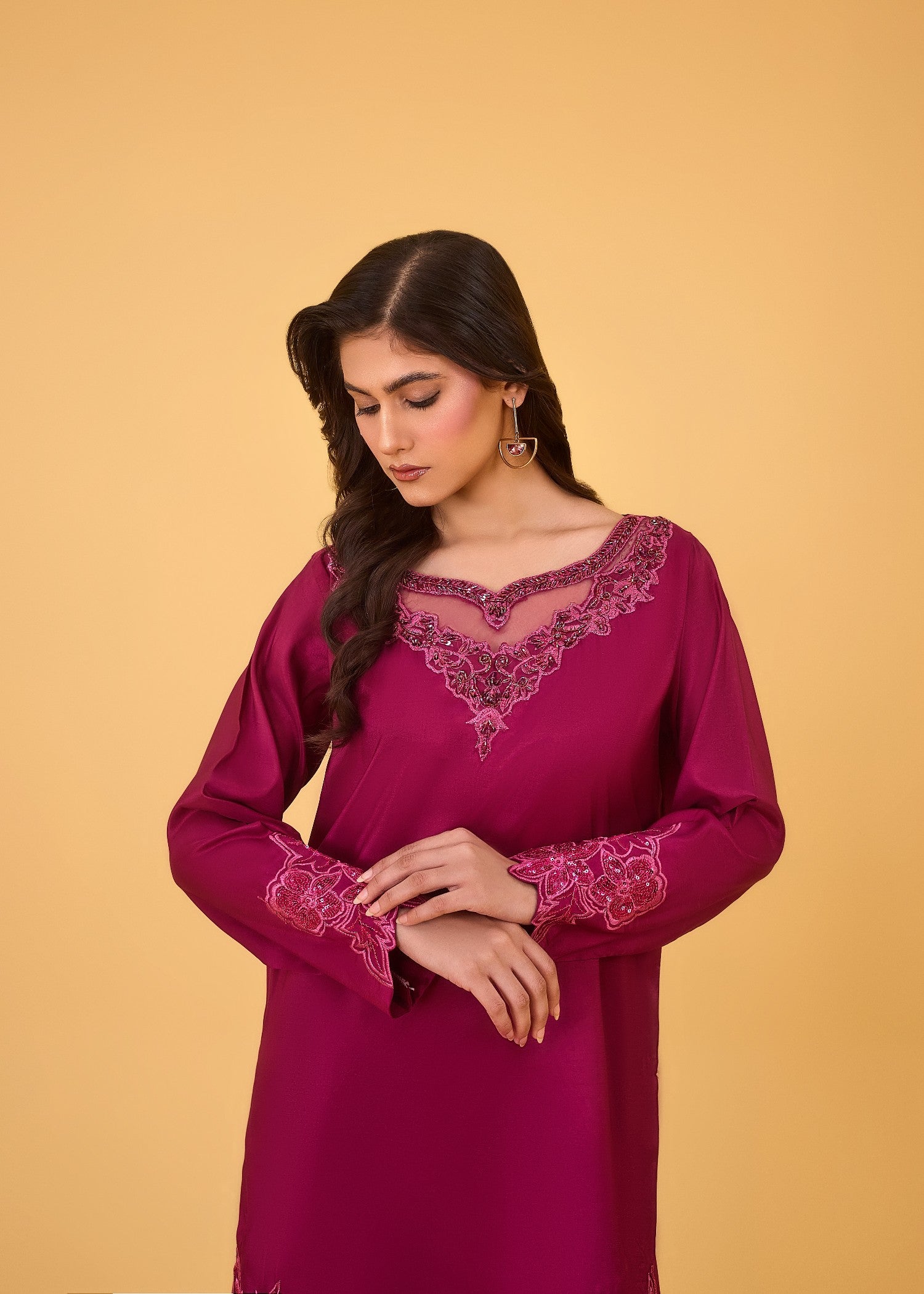 kattan silk Kurta Set in Lusty gallant