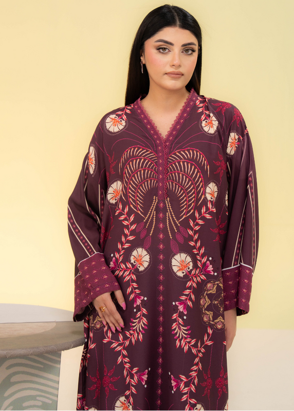 poly lawn Kaftan in Plum