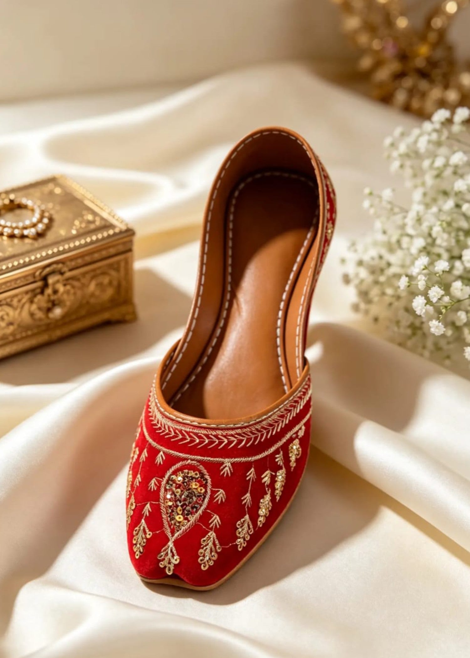 Khussa in Fire red by - High Quality Women Khussa ULI9156