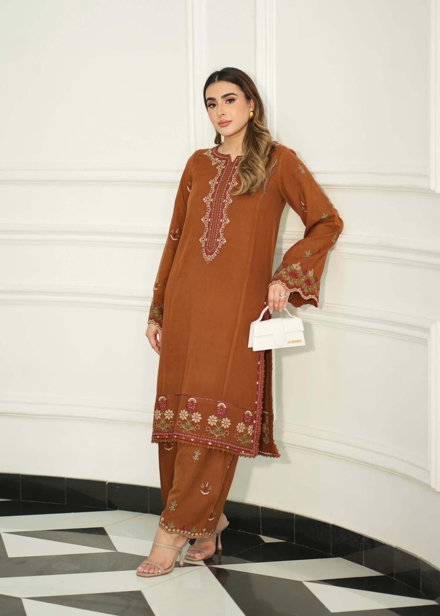 dhanak Kurta Set in Chili orange