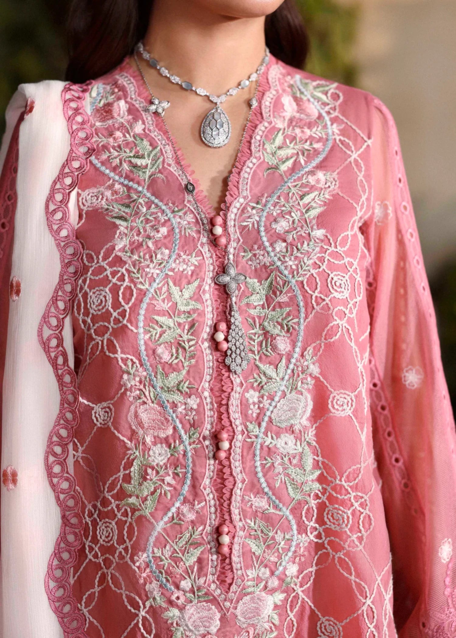 organza Unstitched in Pink