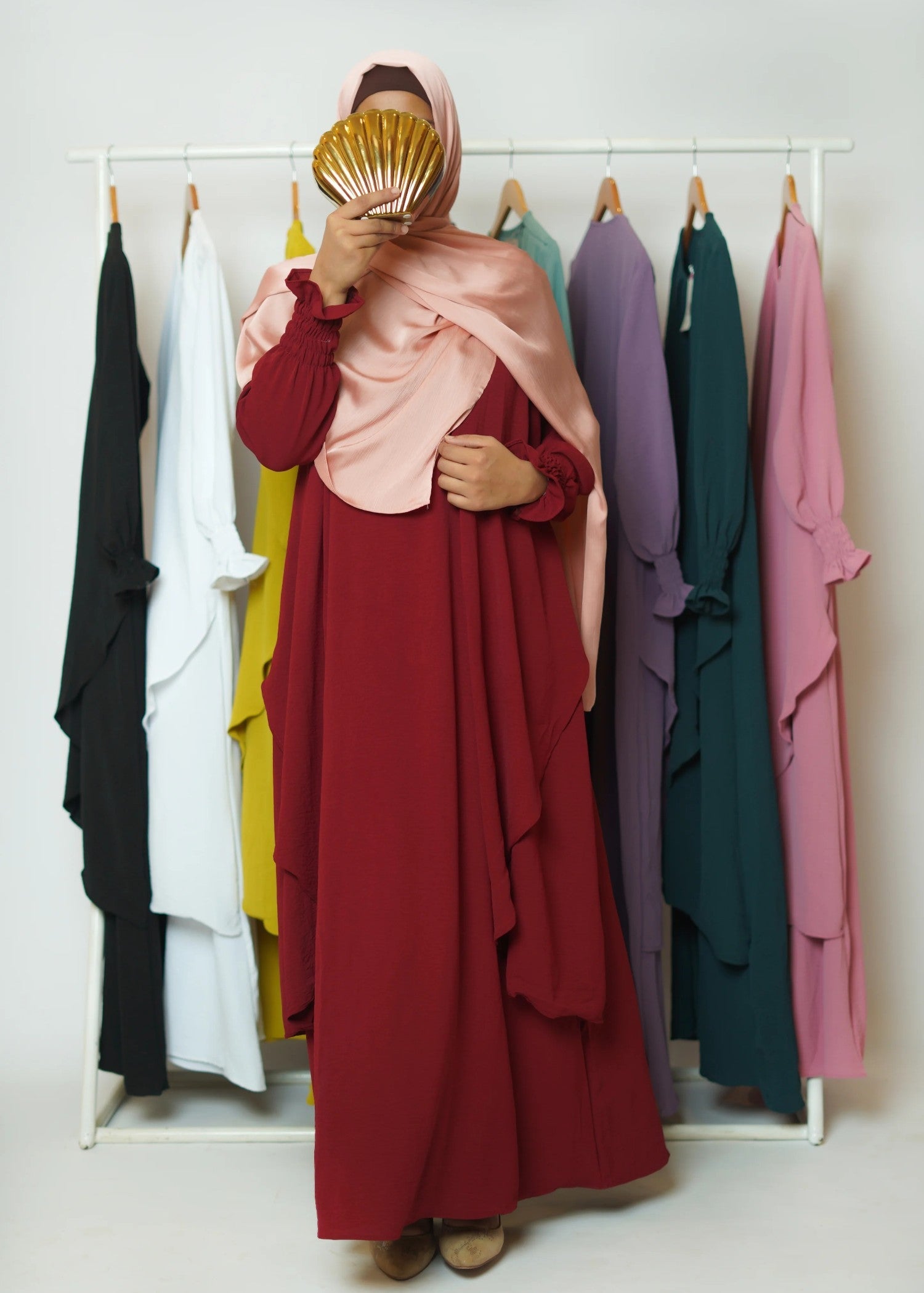 polyester Abaya in Maroon
