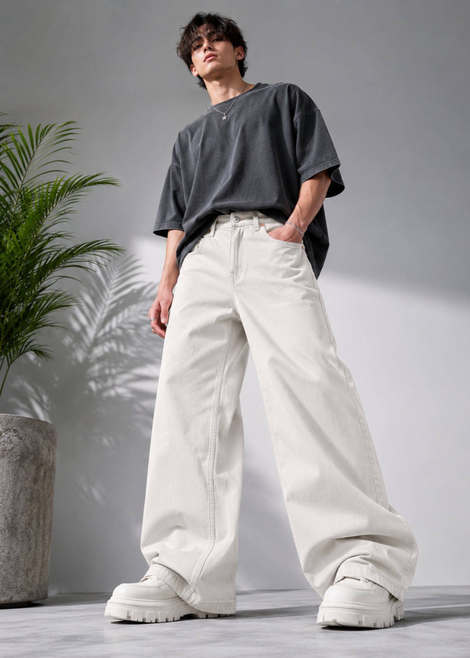denim Jeans in Off-white