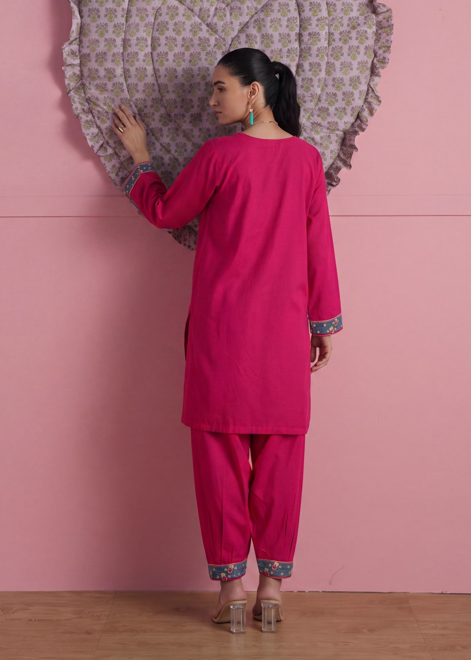 lawn Kurta Set in Crimson
