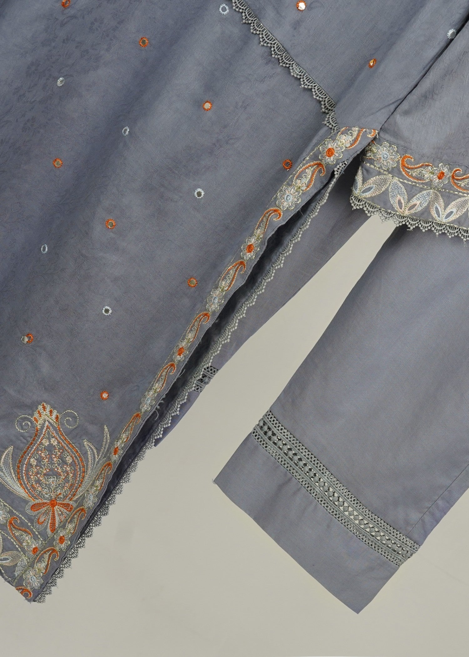 lawn Kurta Set in Pastel grey