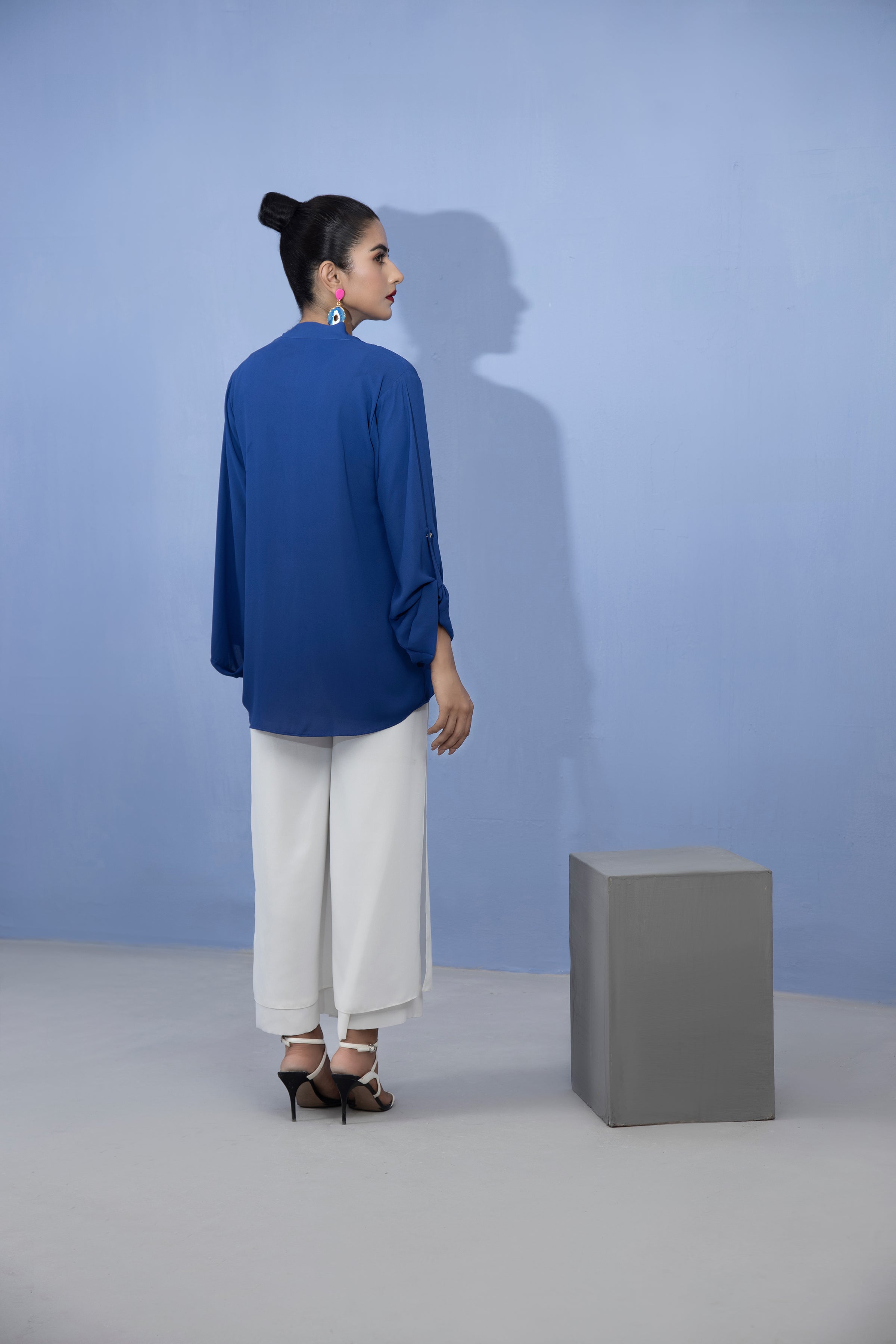 crepe georgette Kurti in Navy blue