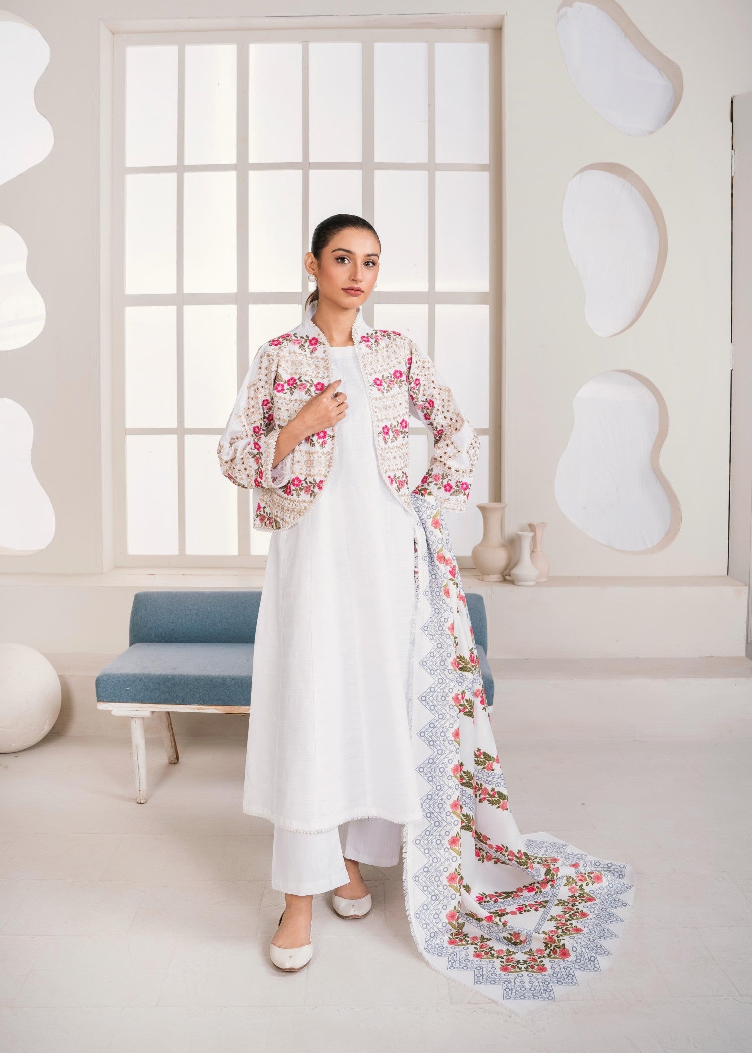 cotton Pishwas in White