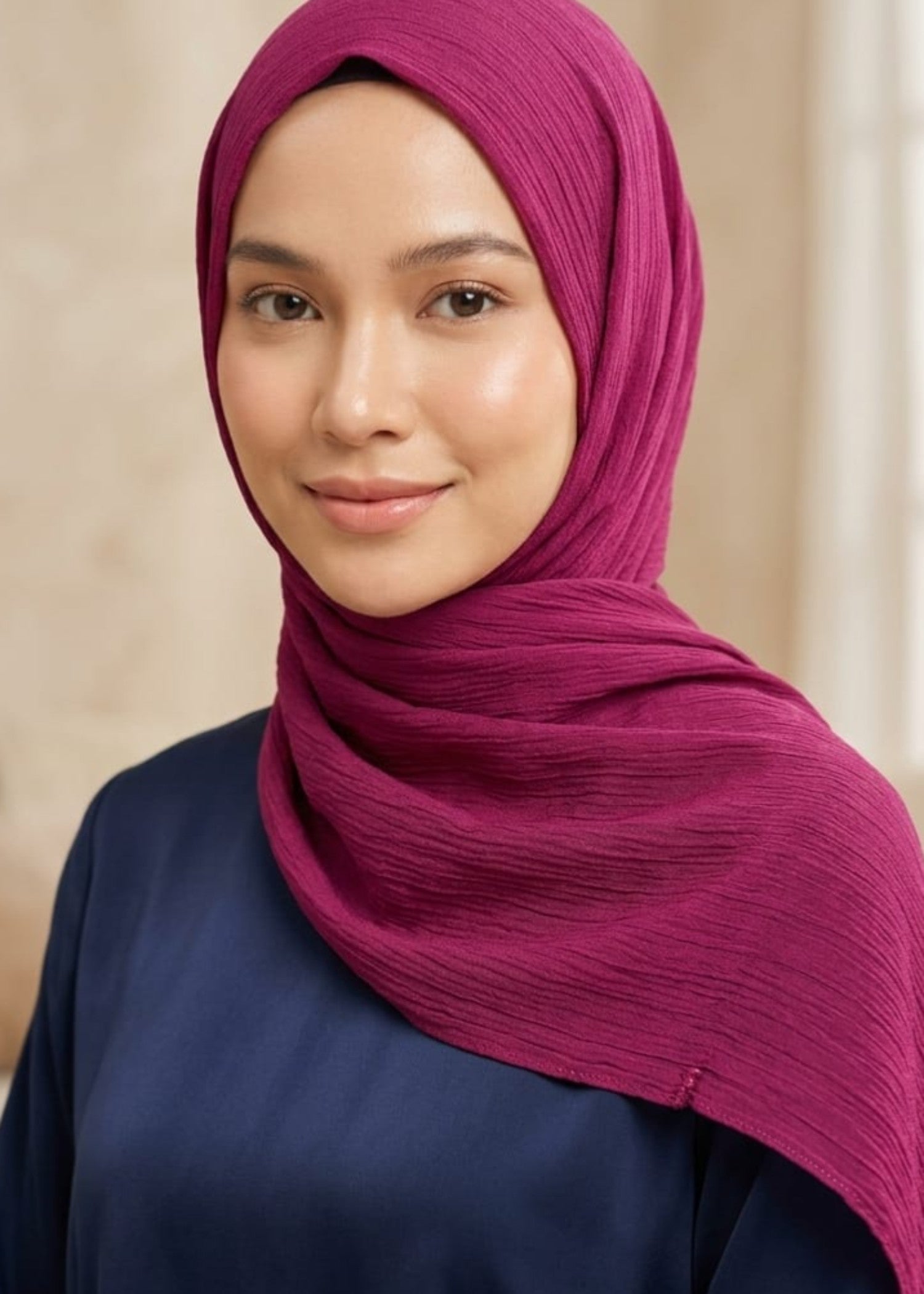 crinkle Hijab in Raspberry pink