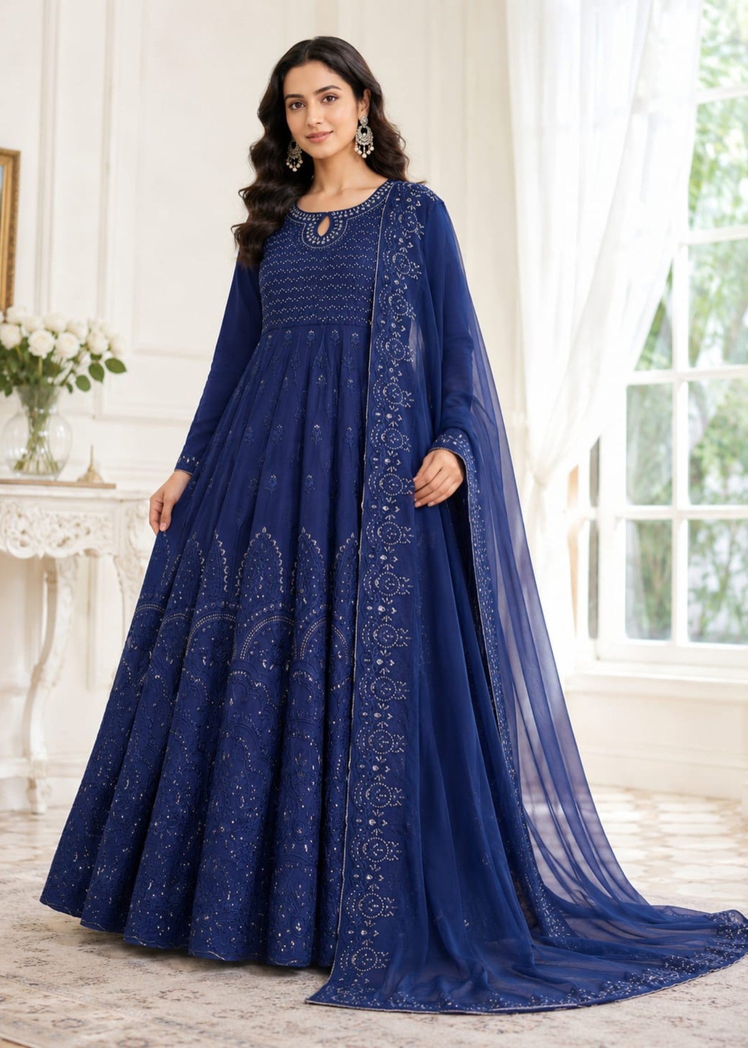 viscose Maxi in Navy blue