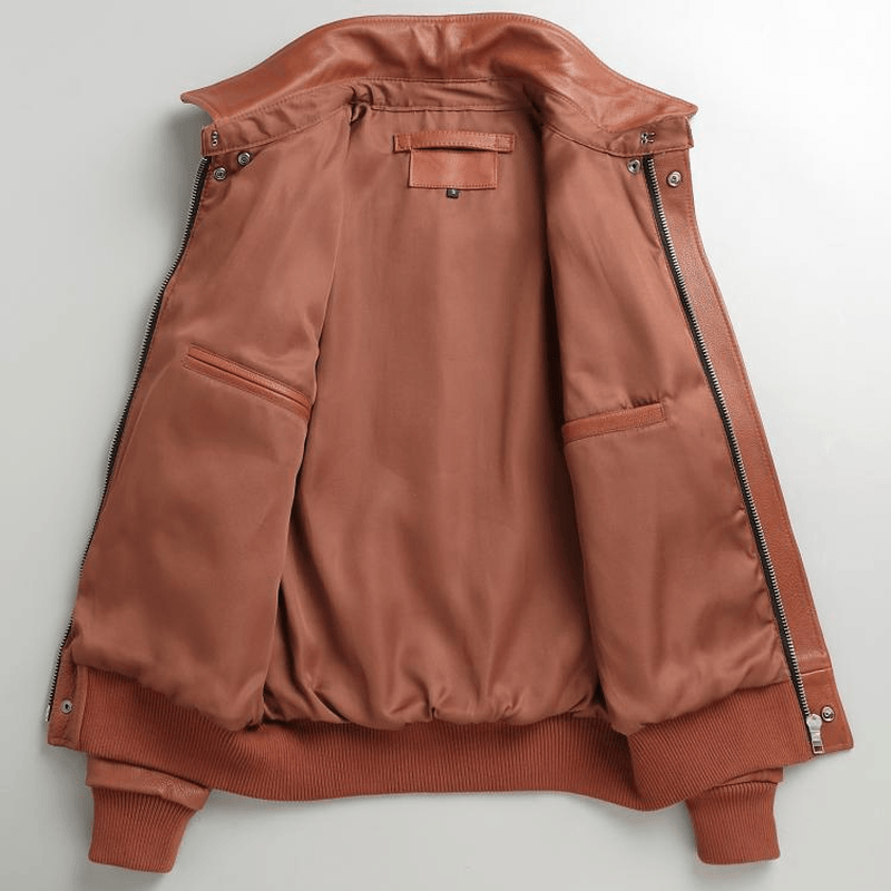 Genuine Leather Men'S Casual Youth Short Slim-Fit Leather Jacket