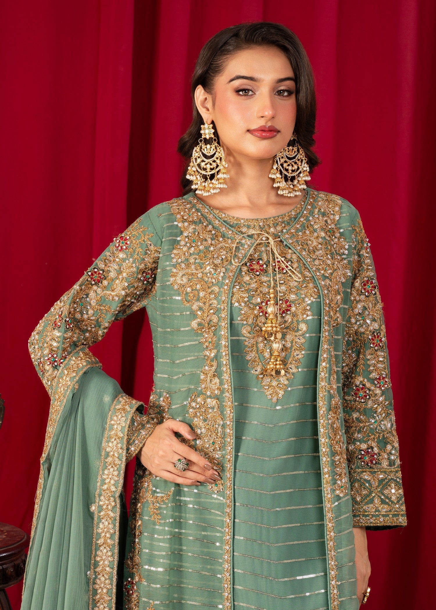 chiffon Gown in Pastel green