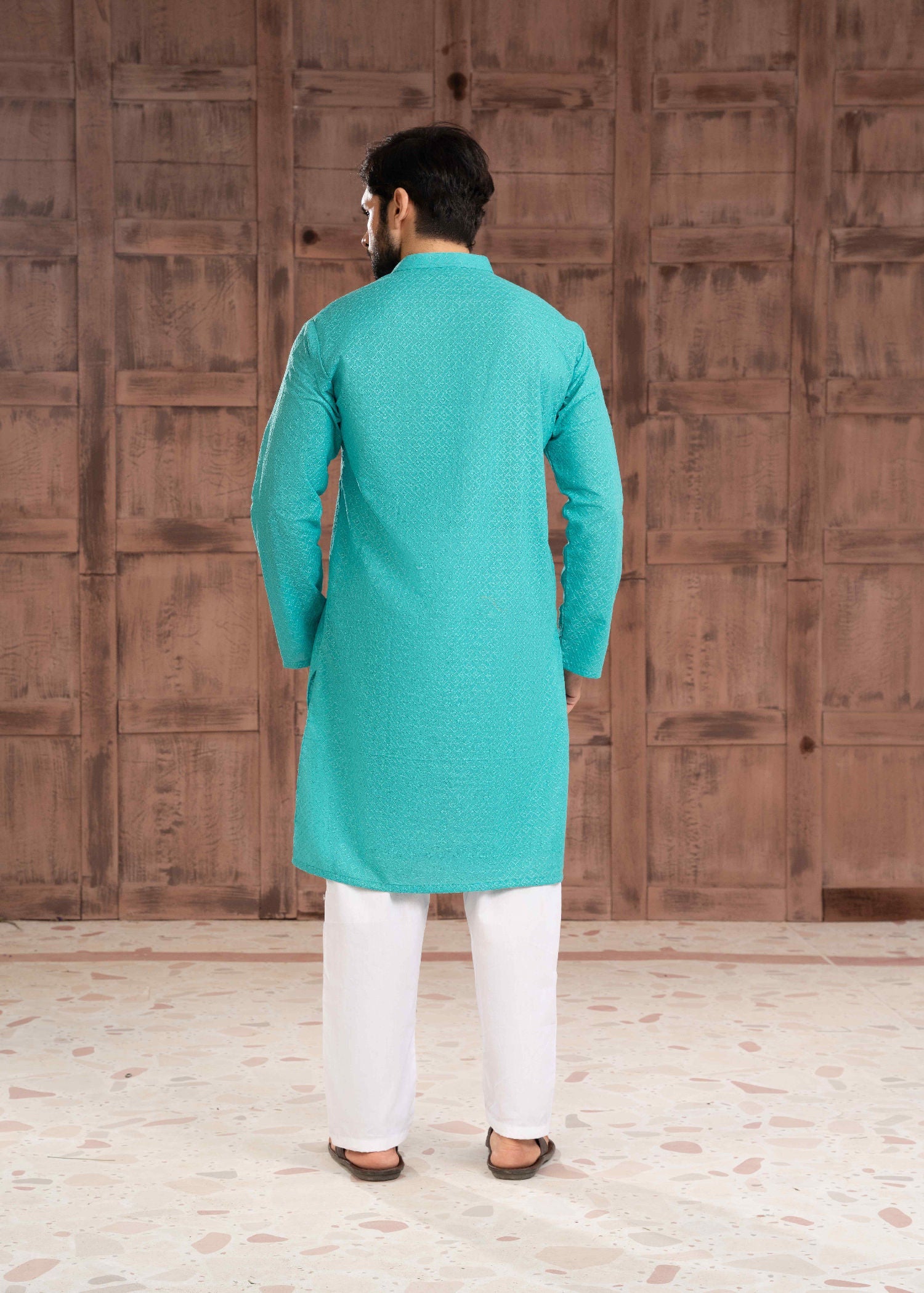 chikankari cotton Kurta in Turquoise