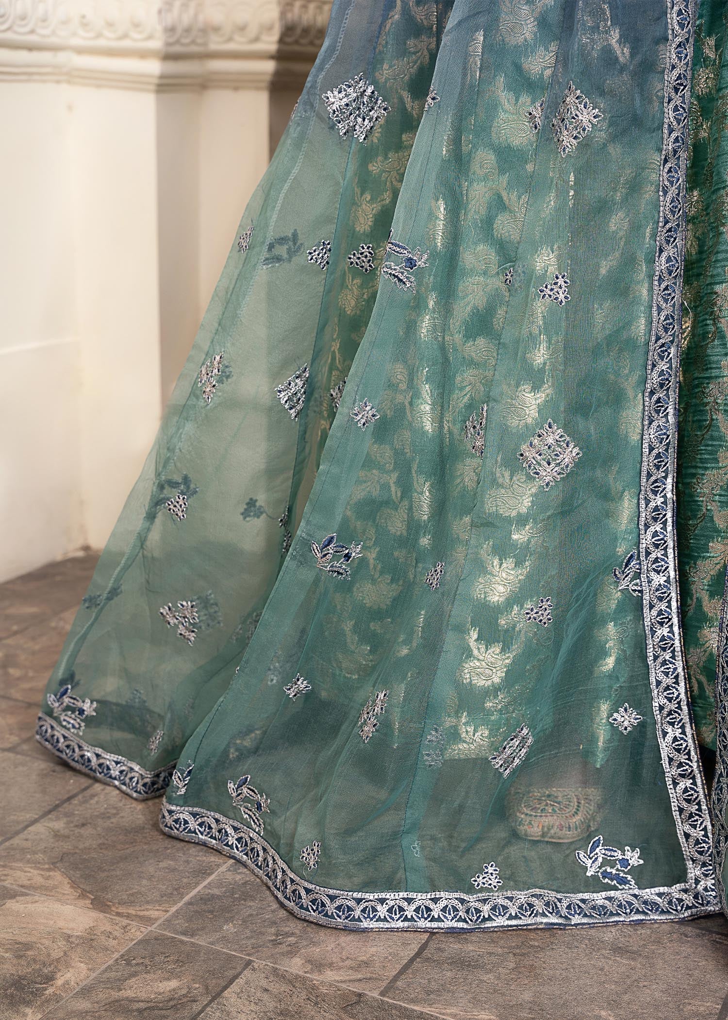 organza Gown in Teal