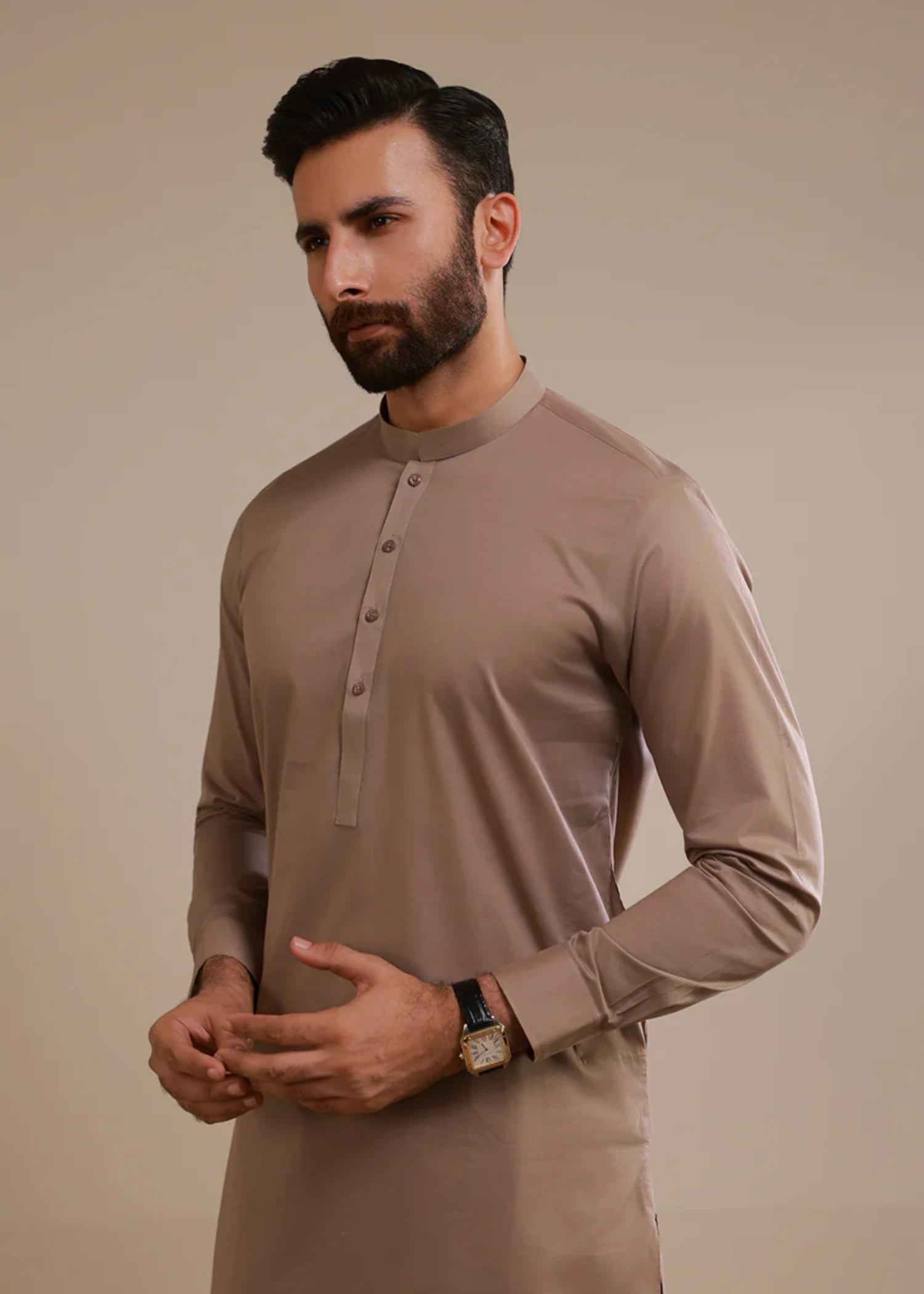 cotton Shalwar Kameez in Khaki brown