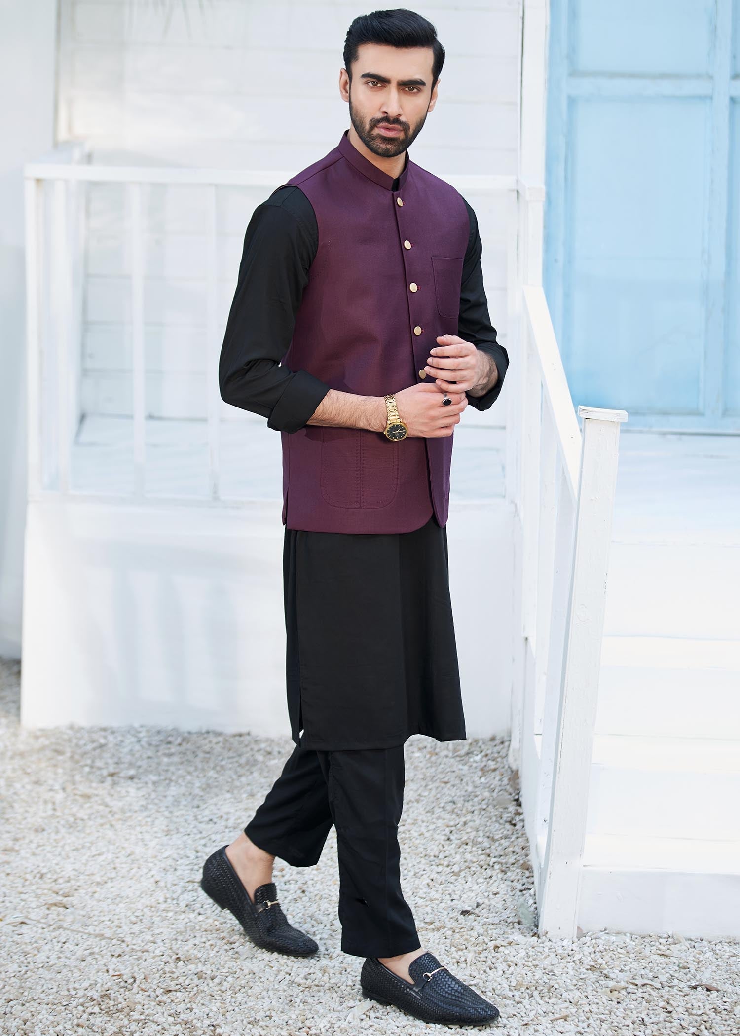 wash & wear Waistcoat in Burgundy