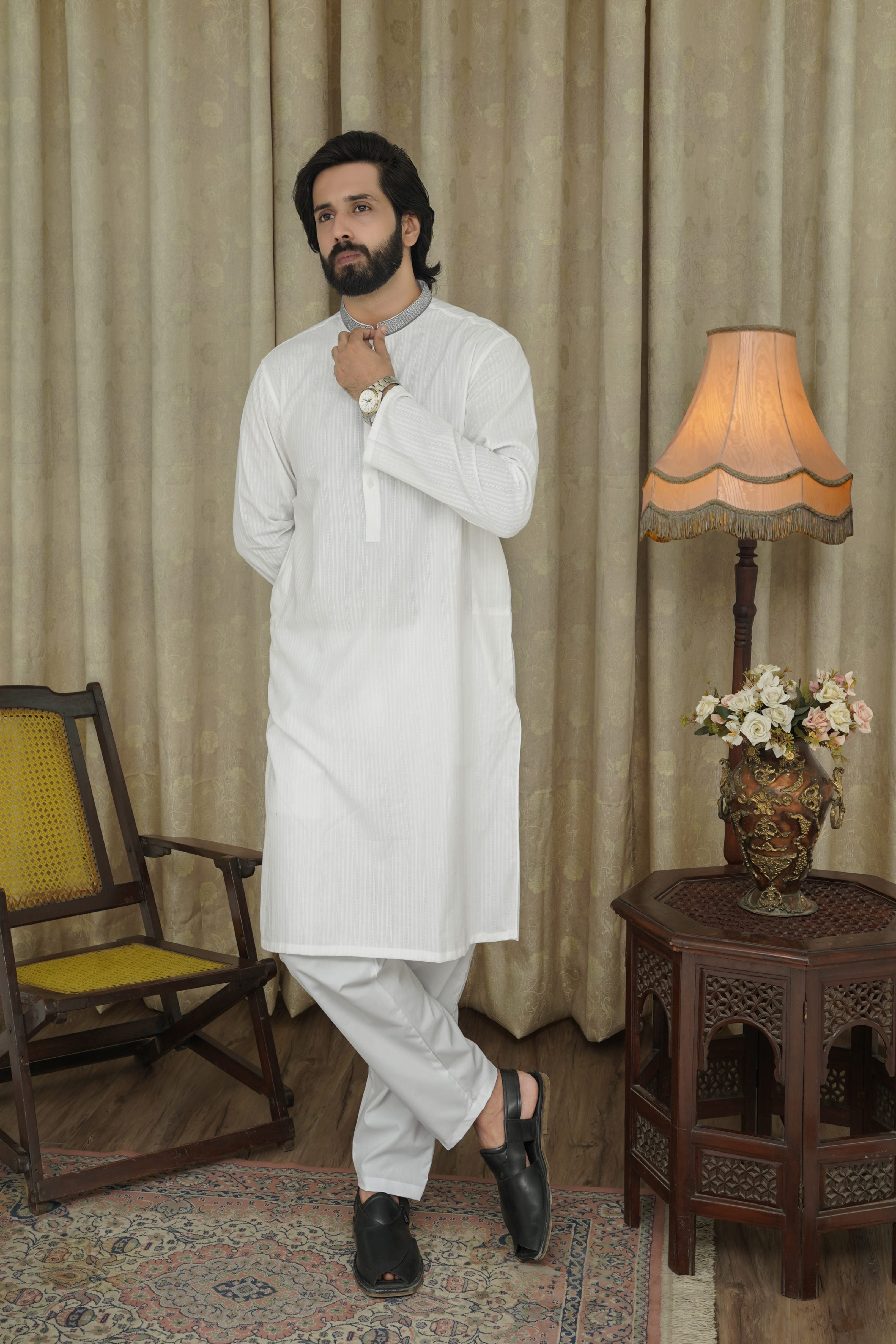 lawn cotton Kurta in White