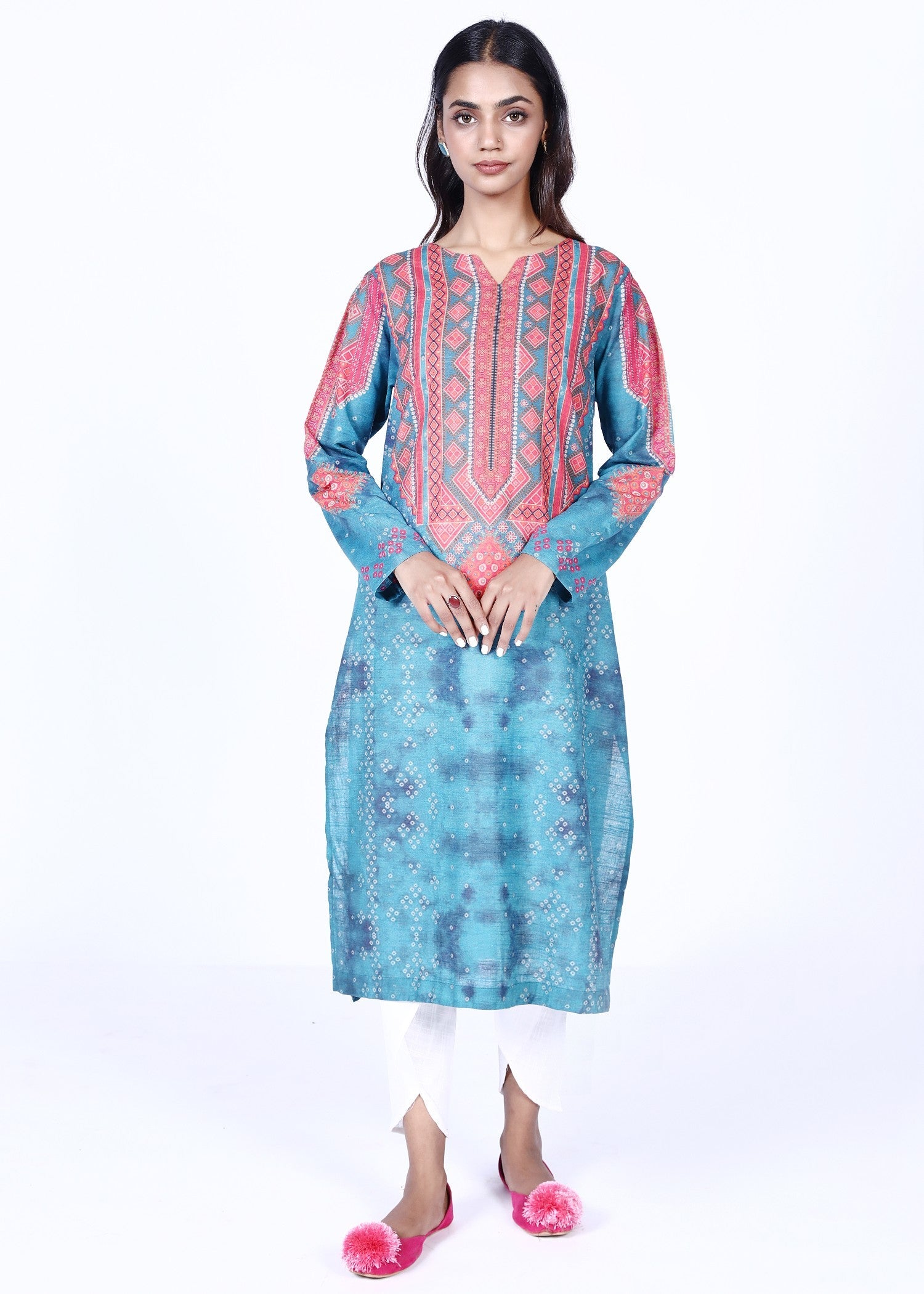 khaddar Kurti in Blue lagoon