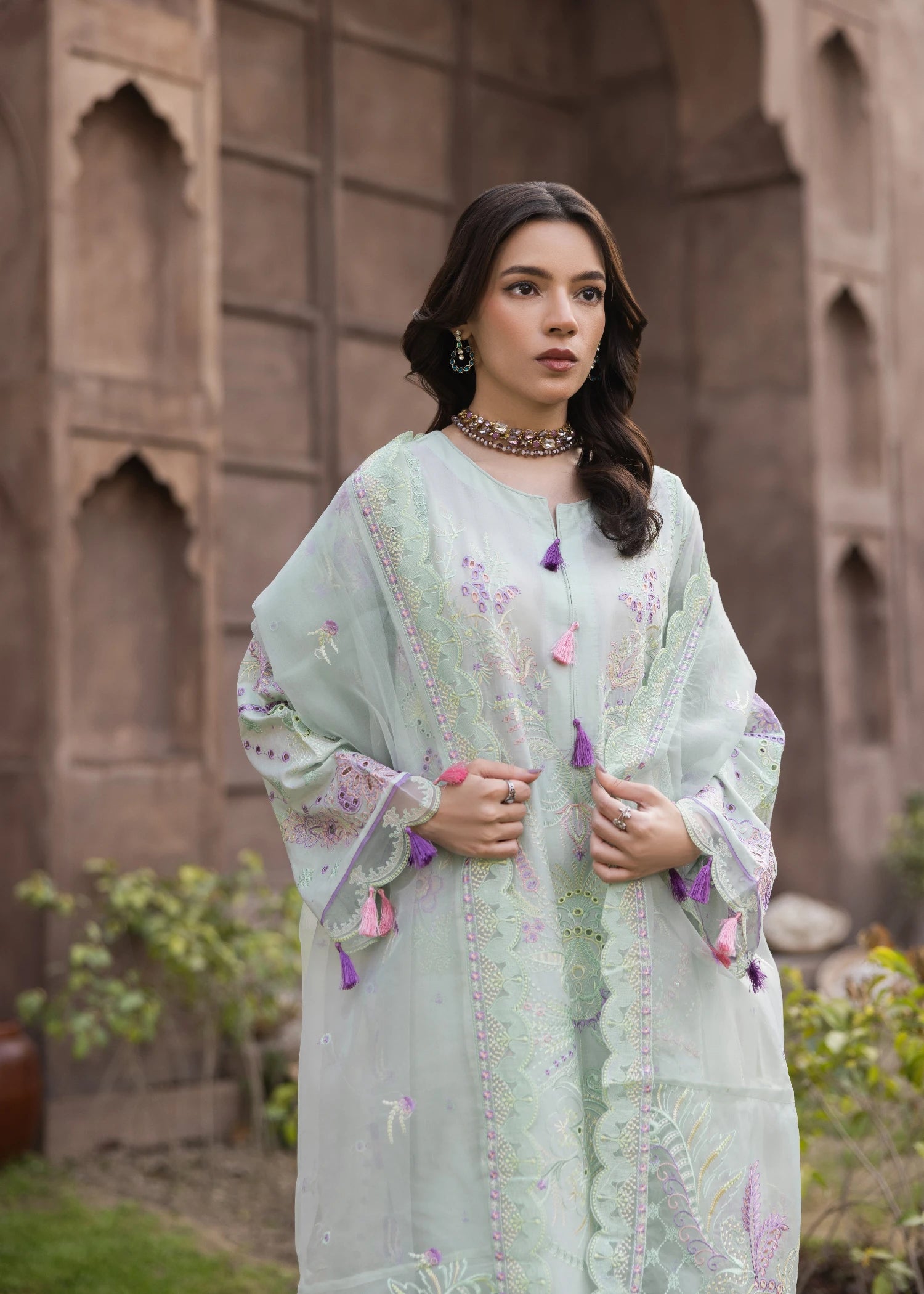 lawn Kurta Set in Tea green