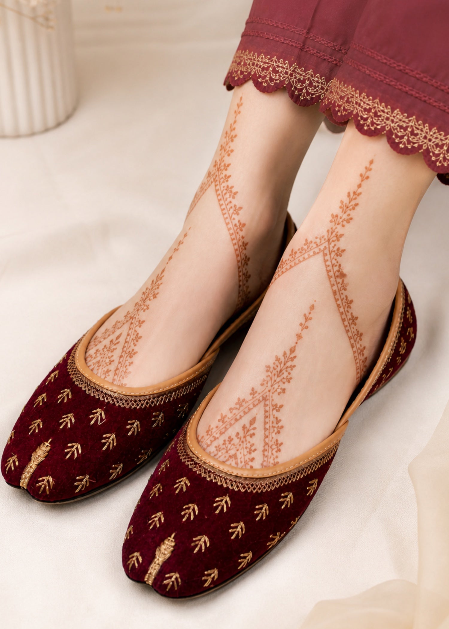 Khussa in Maroon by - High Quality Women Khussa NMJ8176