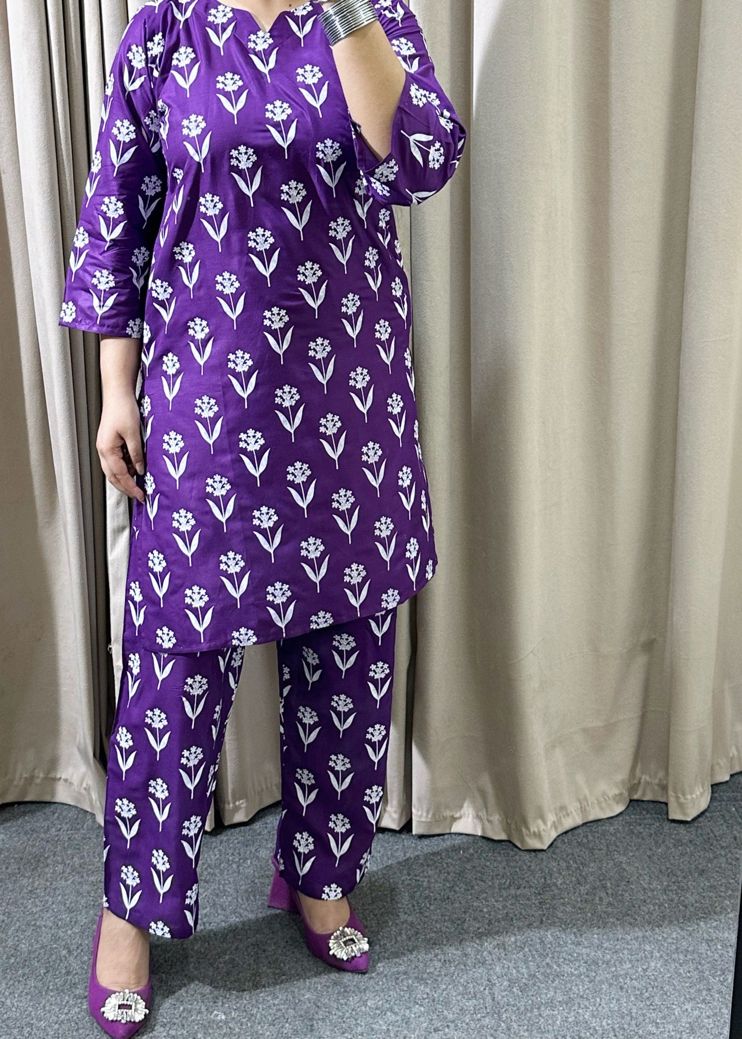 linen Co Ord Sets in Purple heart