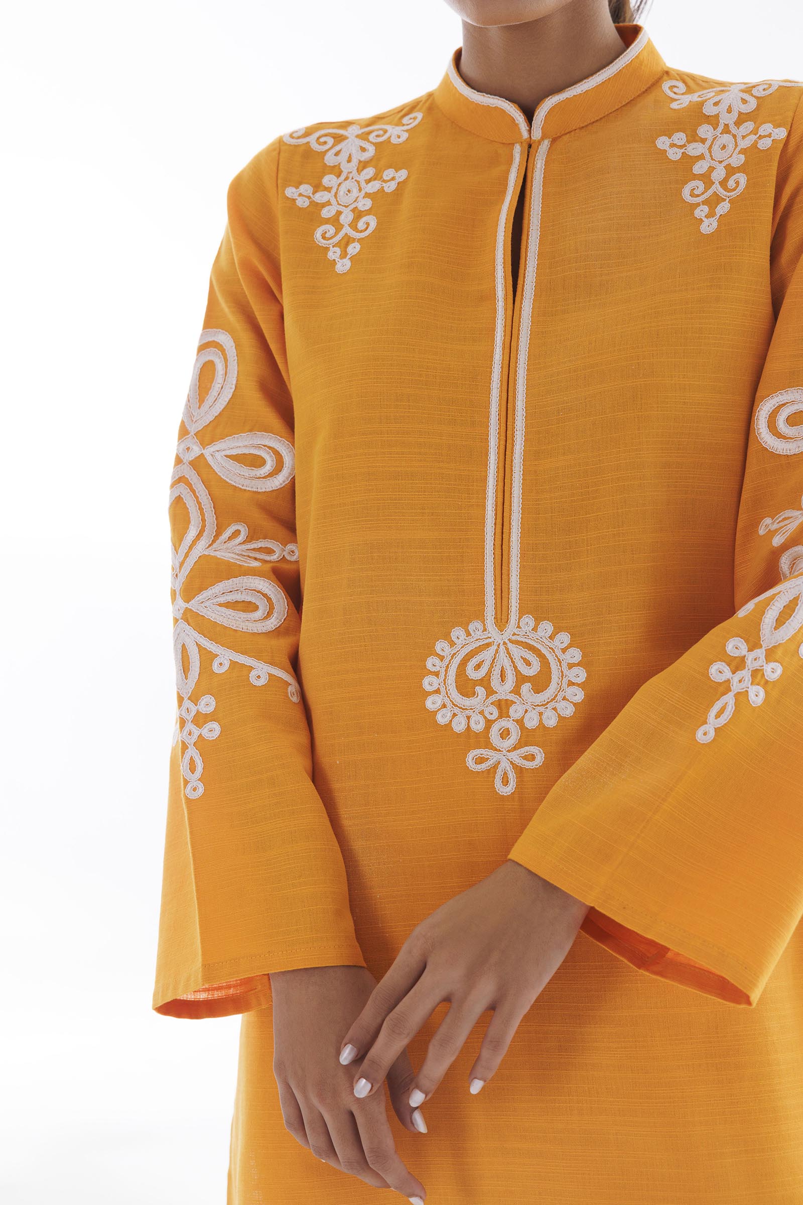 slub khaddar Kurti in Orange